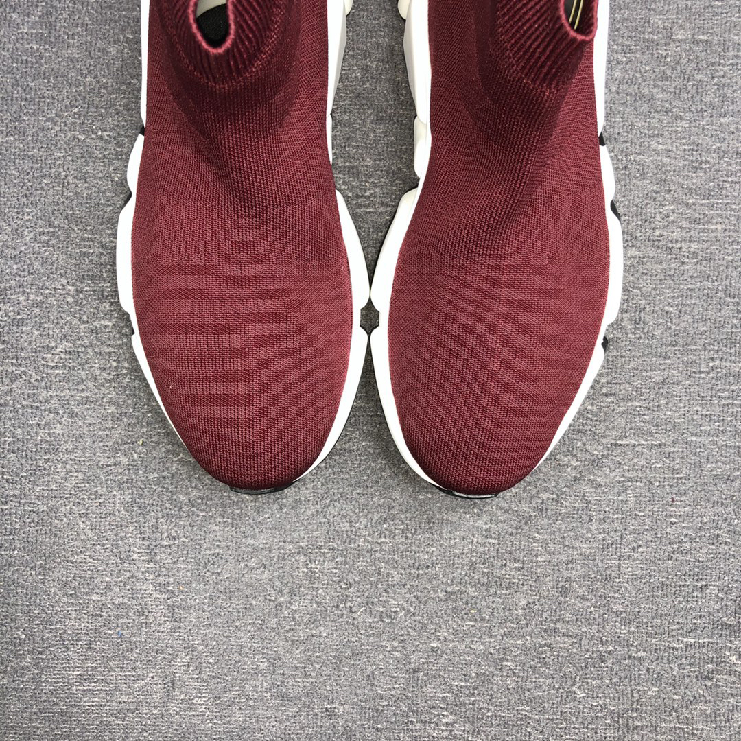 Balenciaga Speed Trainer Sock Sneakers Burgundy
