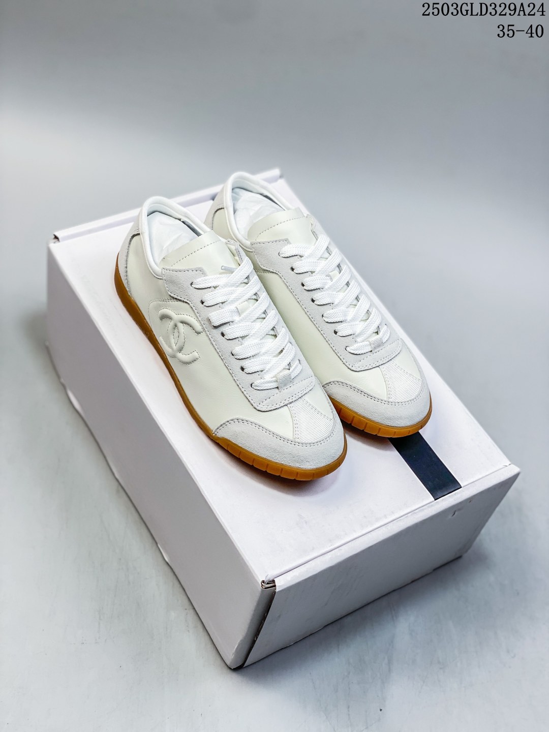 Chanel Lace-Up Trainer Sneakers White