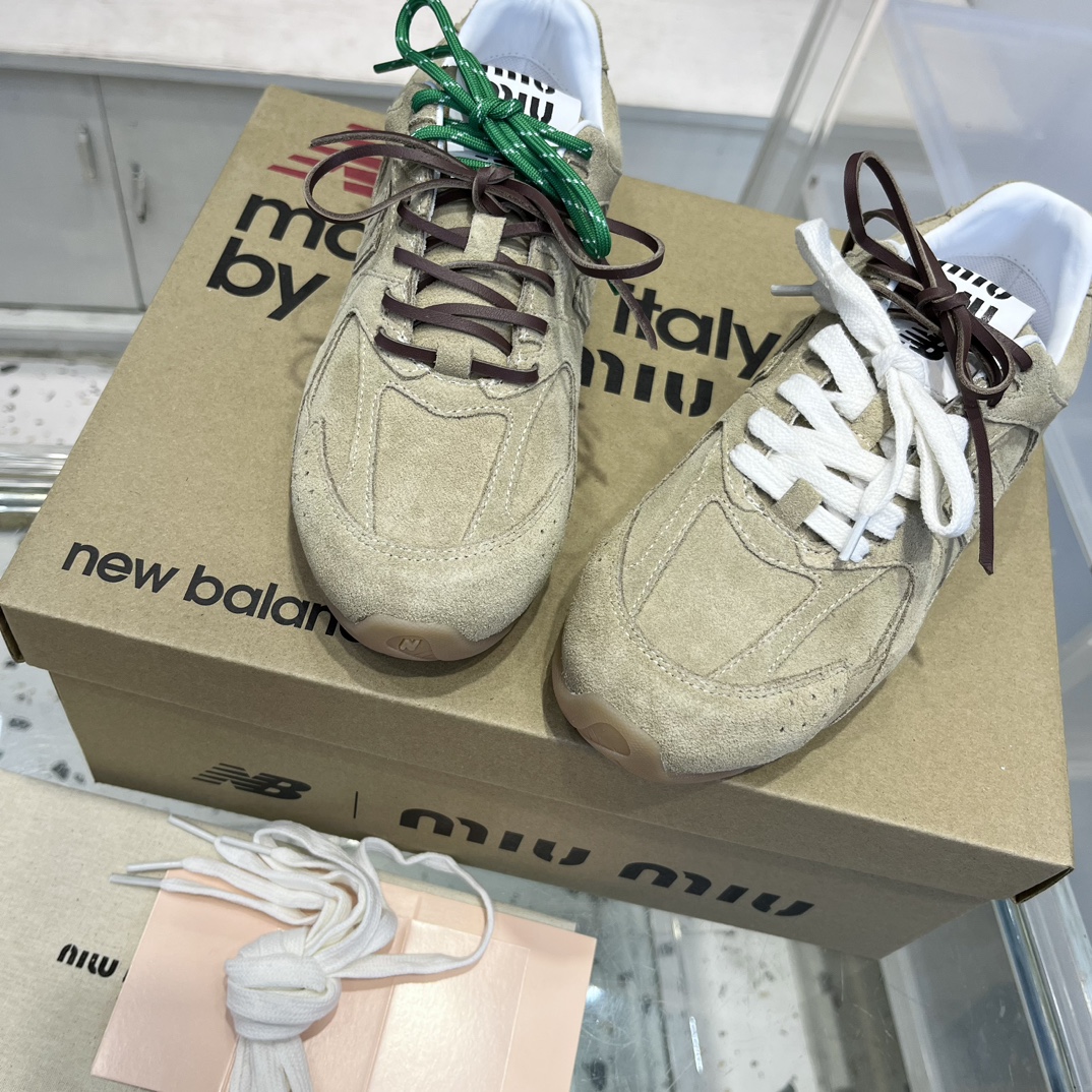 Miu Miu x New Balance 530 Suede Sneakers Beige