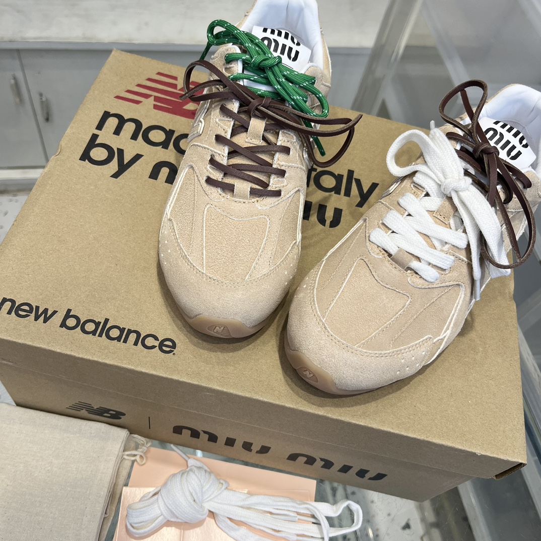 Miu Miu x New Balance 530 Suede Sneakers Beige