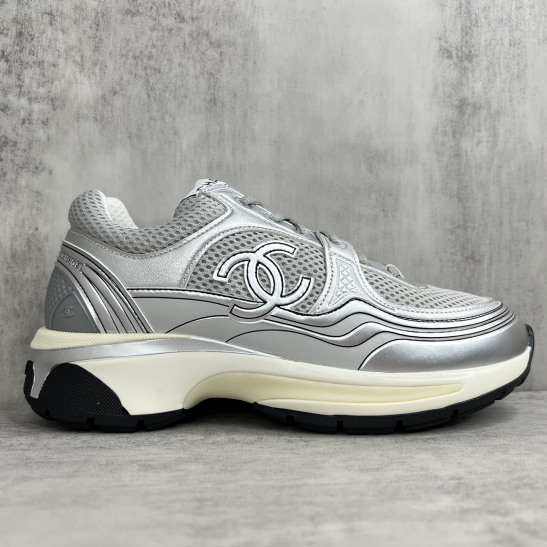 Chanel Mesh Runner Sneakers Silver