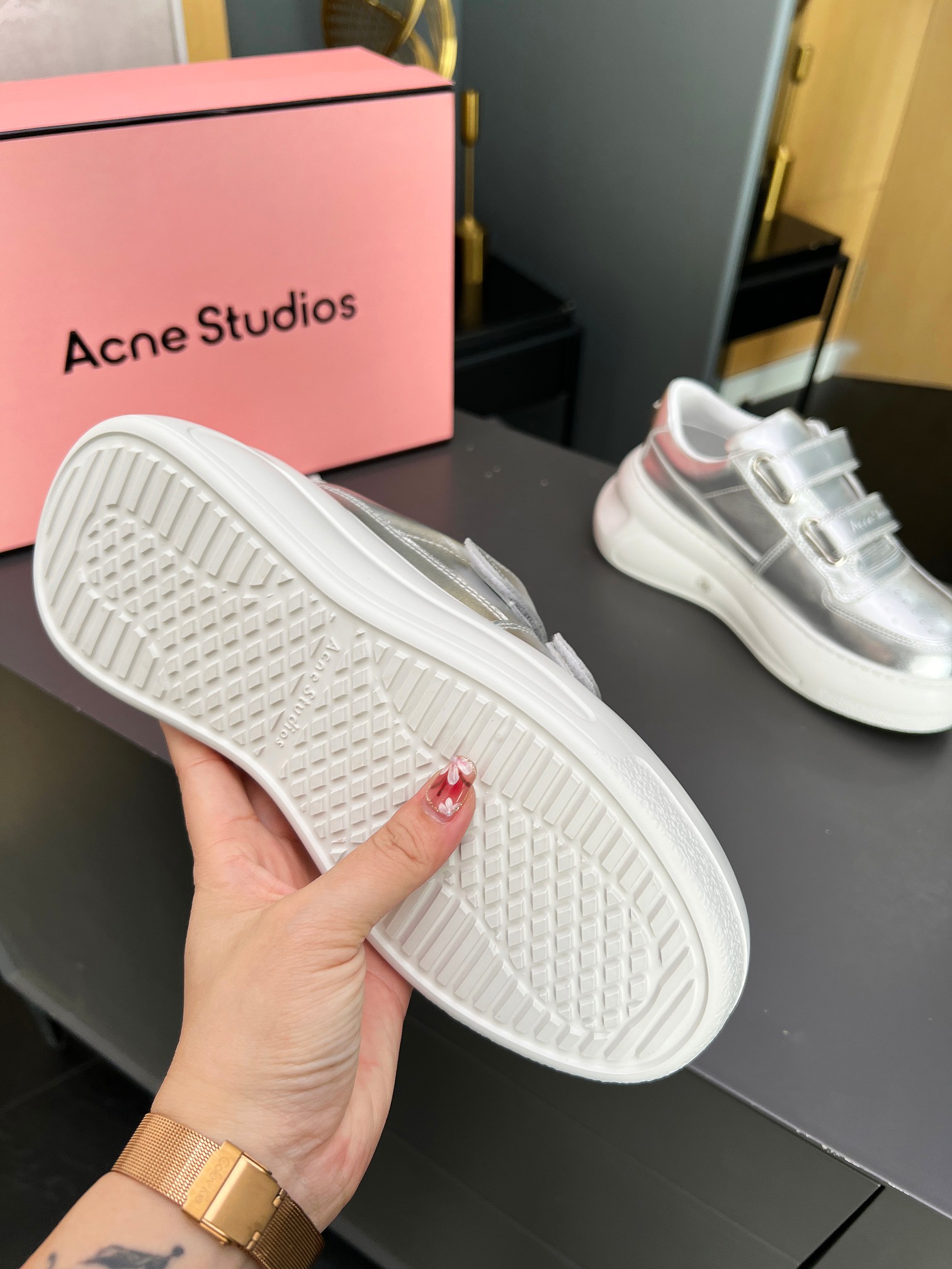 Acne Studios Velcro Platform Sneakers Silver