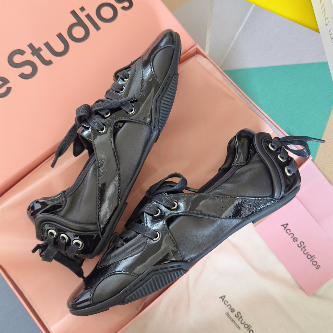 Acne Studios Lace-Up Ballet Sneakers Black