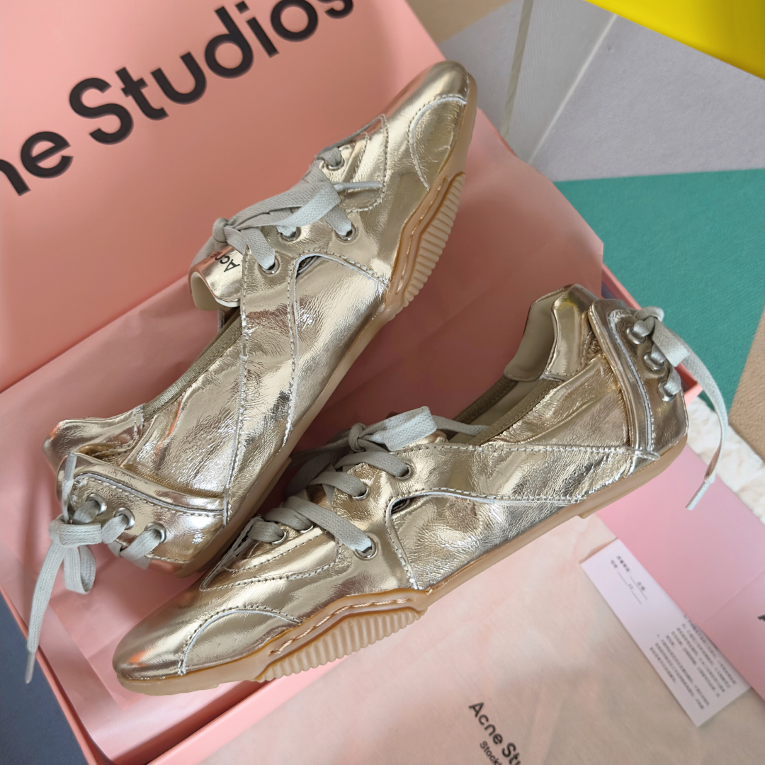 Acne Studios Lace-Up Ballet Sneakers Silver