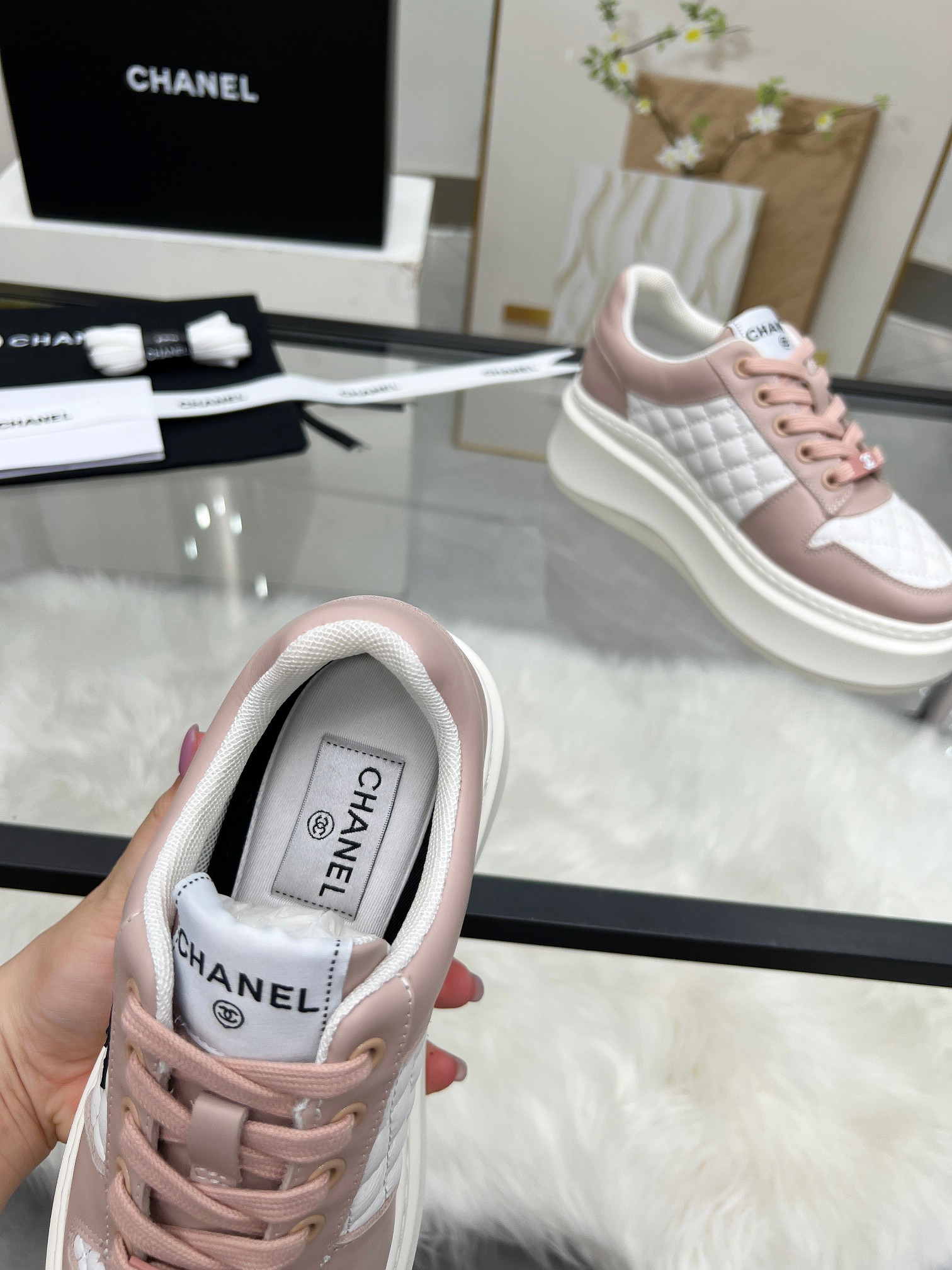 Chanel 25C Platform Sneakers Pink