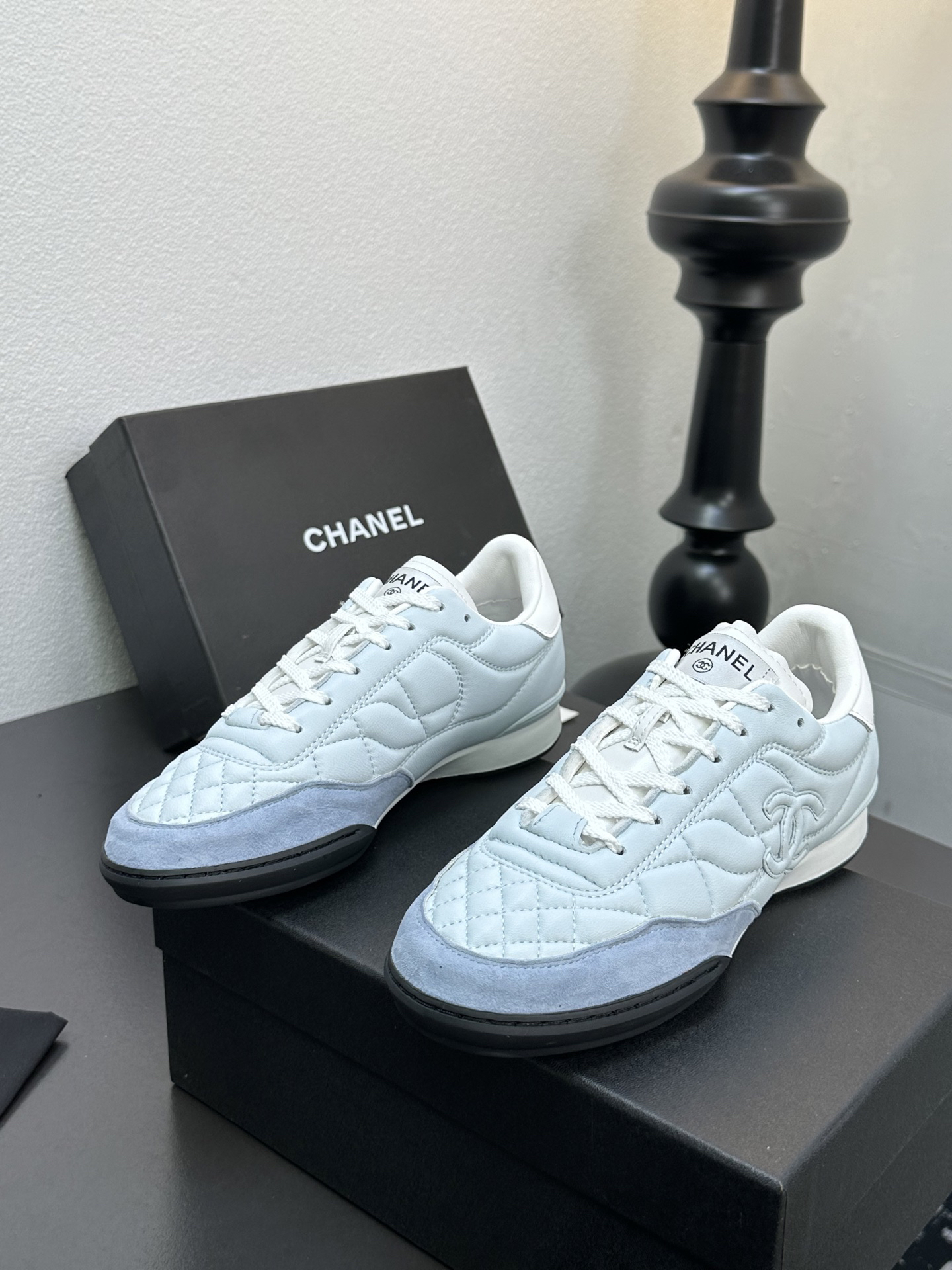 Chanel Quilted Leather Sneaker Light Blue