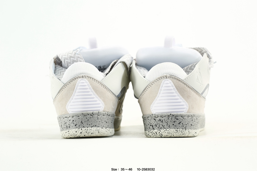 Lanvin Leather Curb Sneakers White/Grey