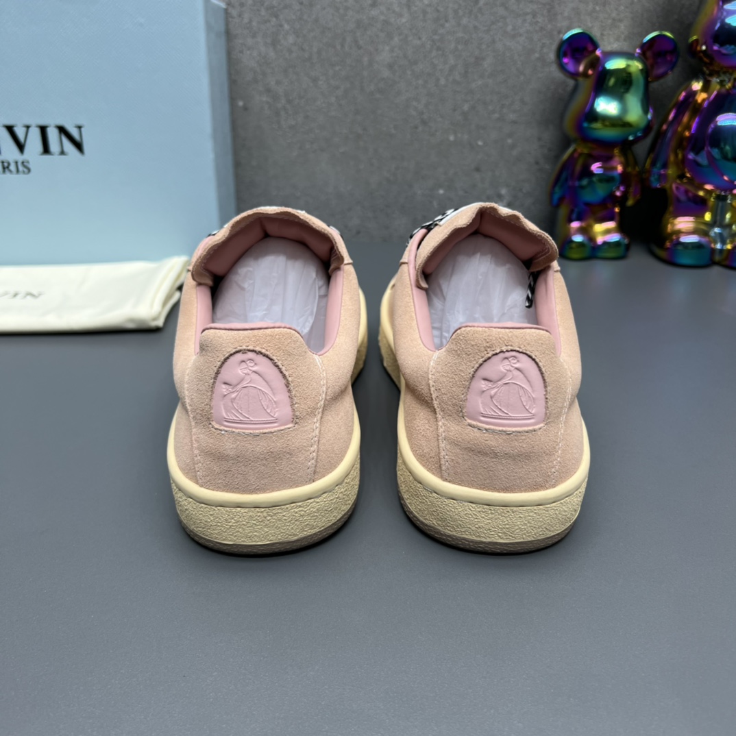 Lanvin Suede Low-Top Sneakers Beige