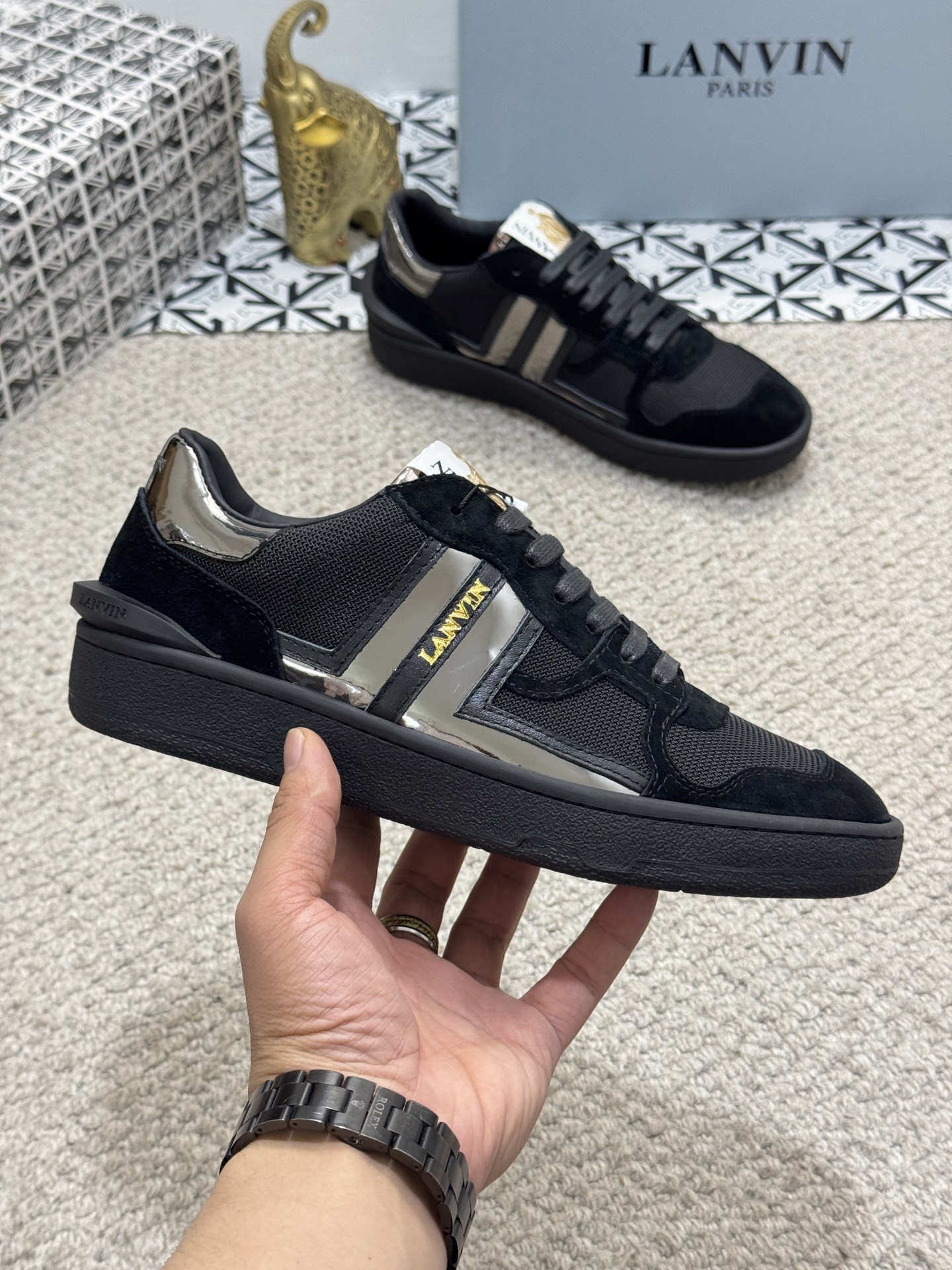 Lanvin Paris Lace-Up Sneakers Black