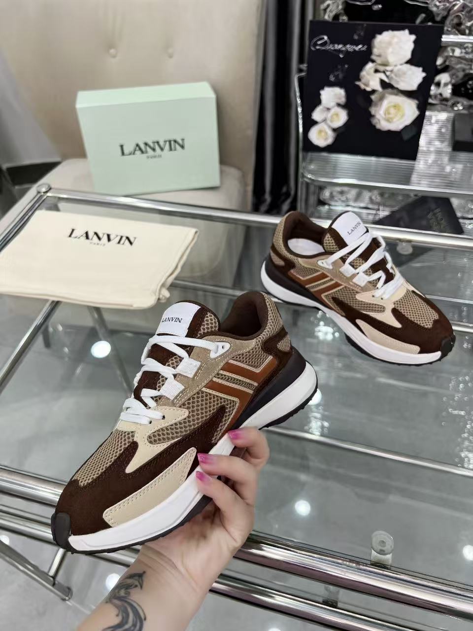 Lanvin CLAY Low-Top Sneakers Brown