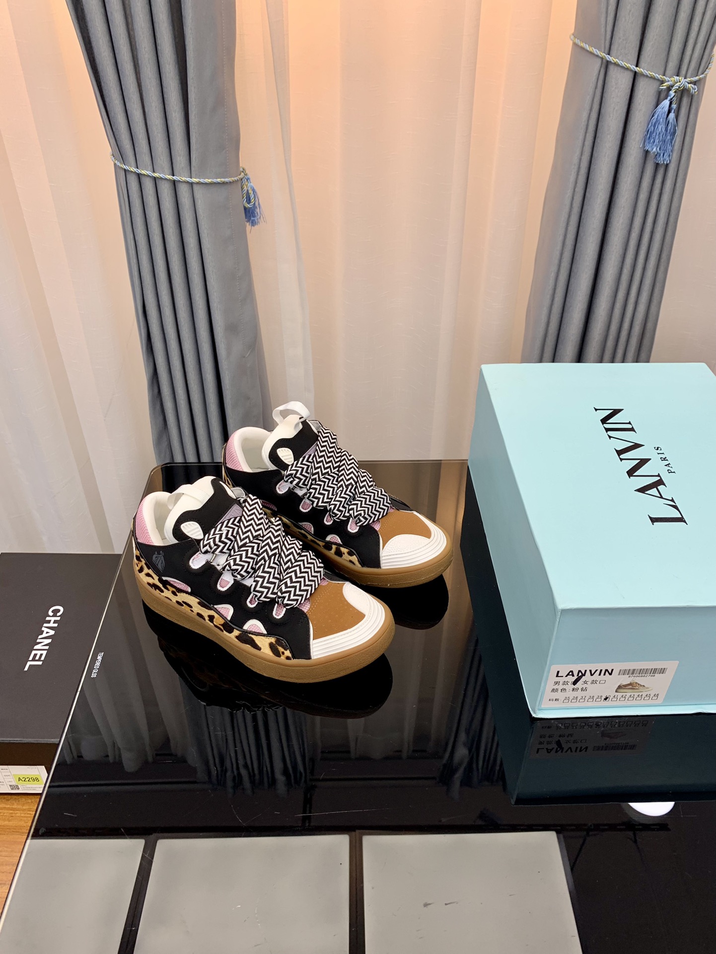 Lanvin Curb Low Leather Sneakers Multicolor