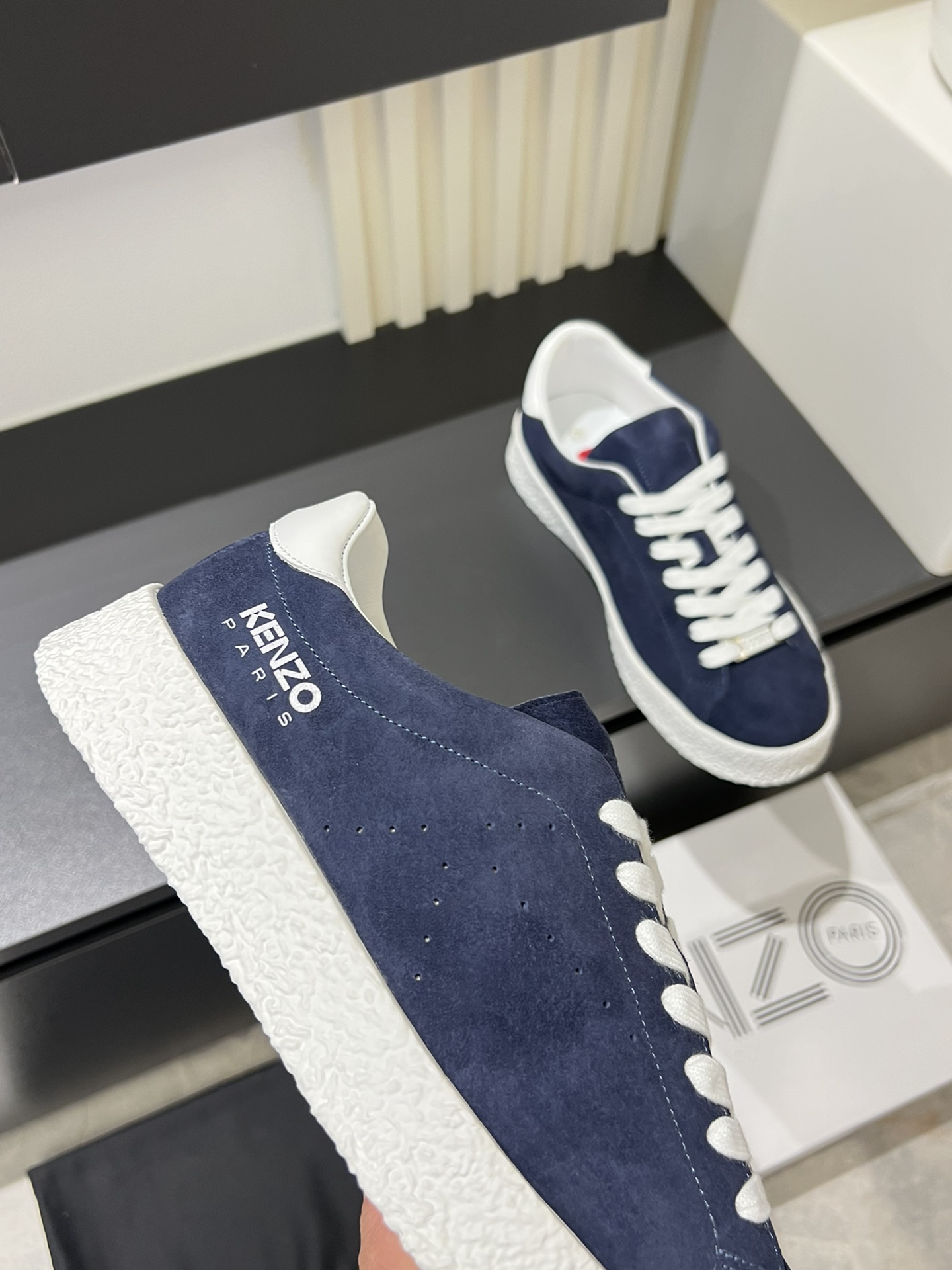 Kenzo Paris Suede Low-Top Sneakers Navy