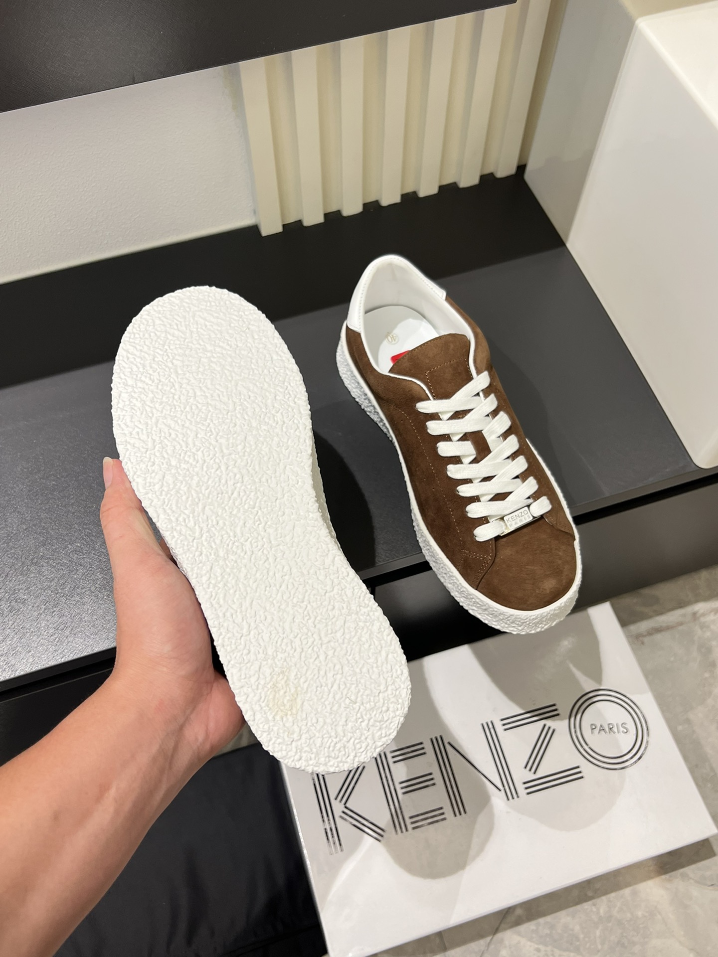 Kenzo Suede Low-Top Sneakers Brown