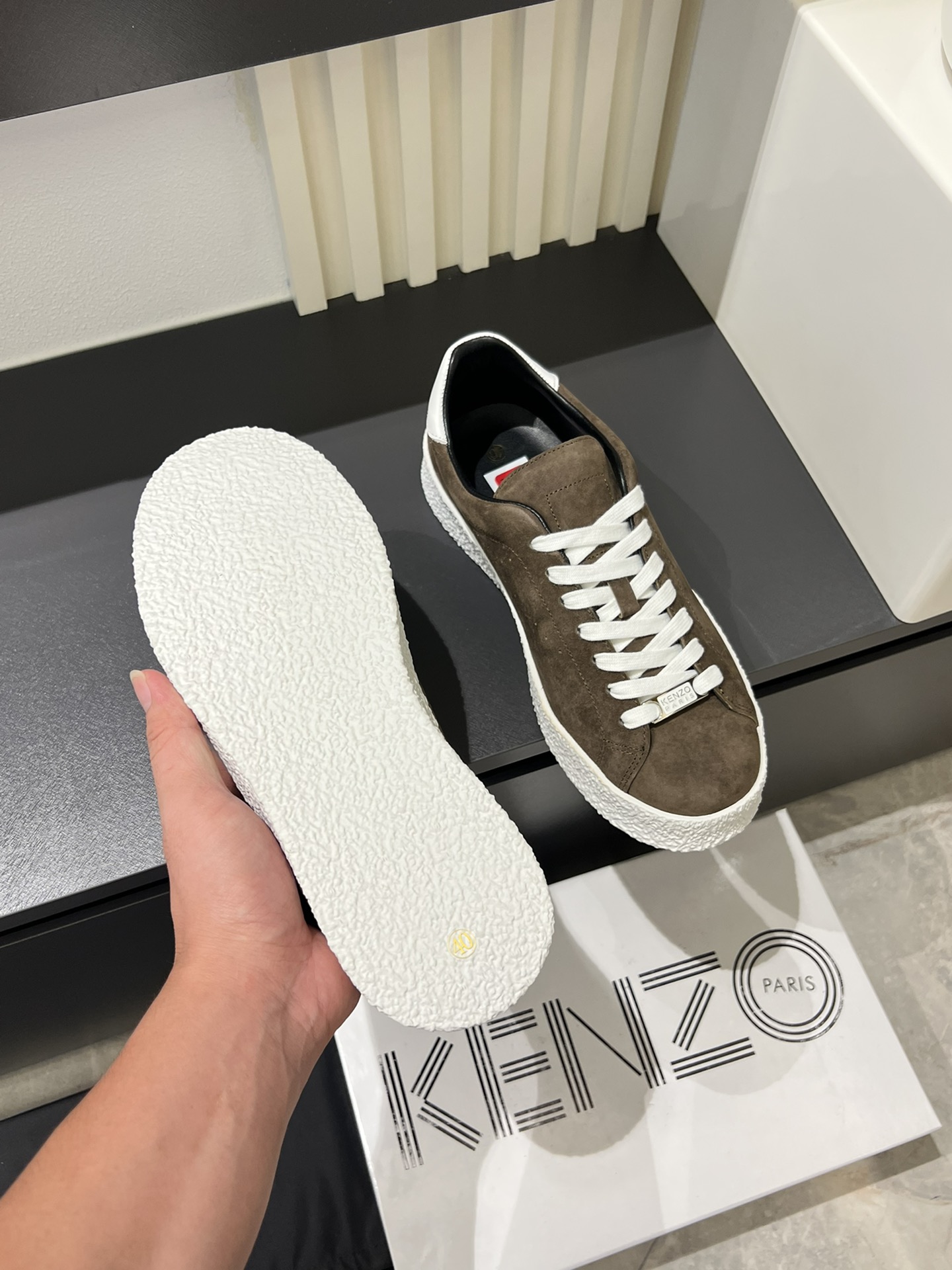 KENZO Suede Low-Top Sneakers Brown