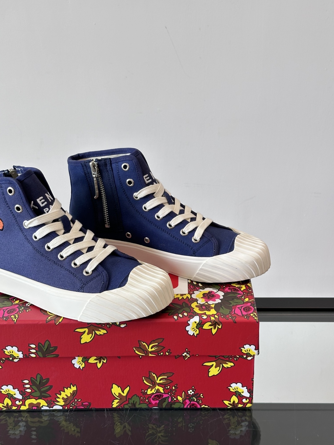 Kenzo Tiger Canvas High-Top Sneakers Navy
