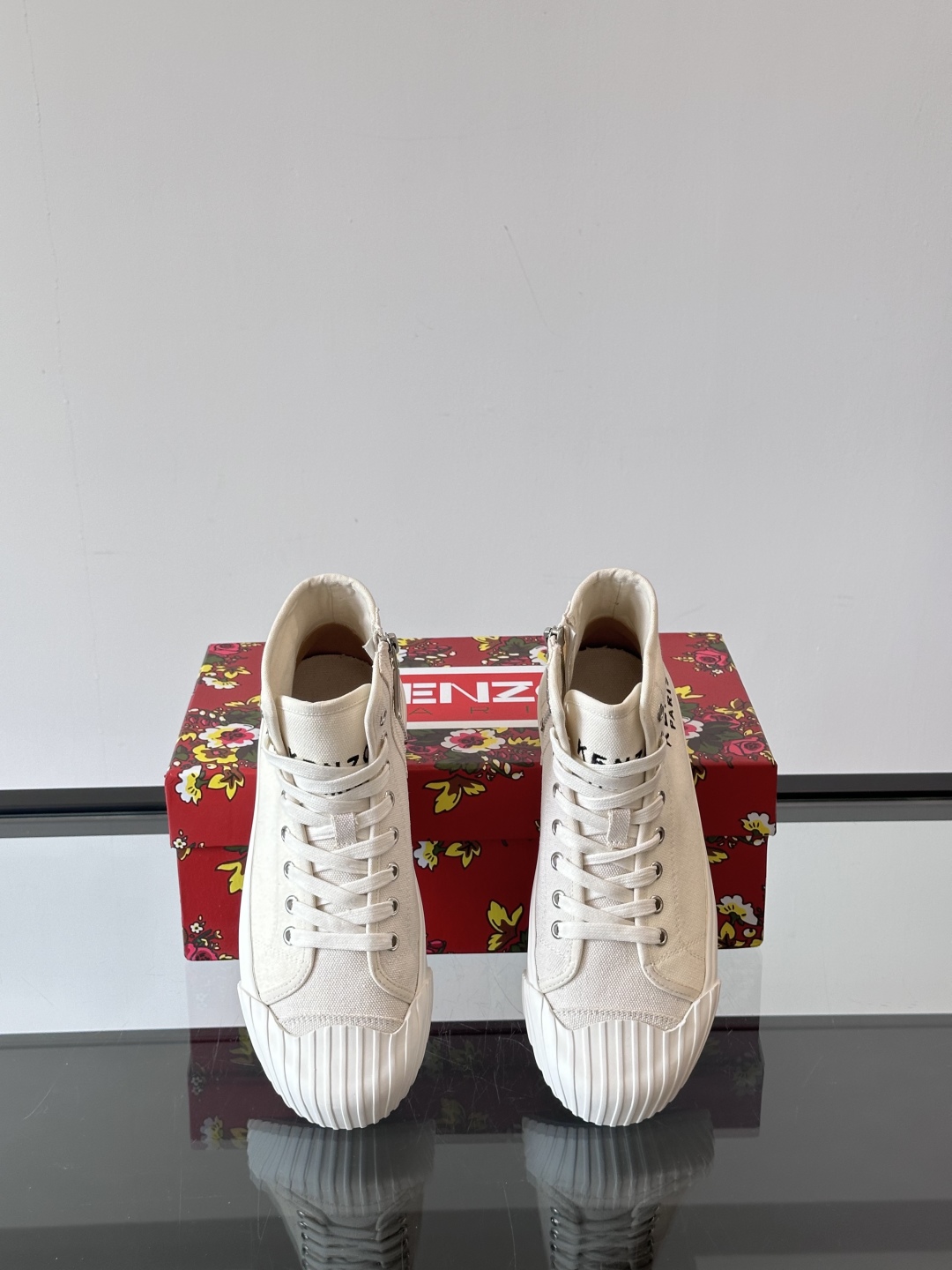 Kenzo Canvas High-Top Sneakers Beige