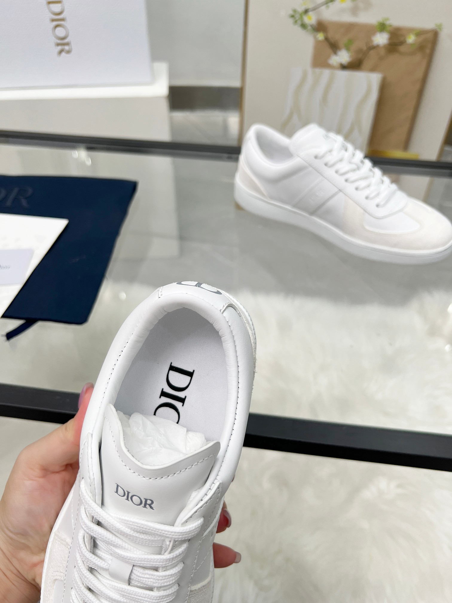 Dior B01 Leather Trainers White