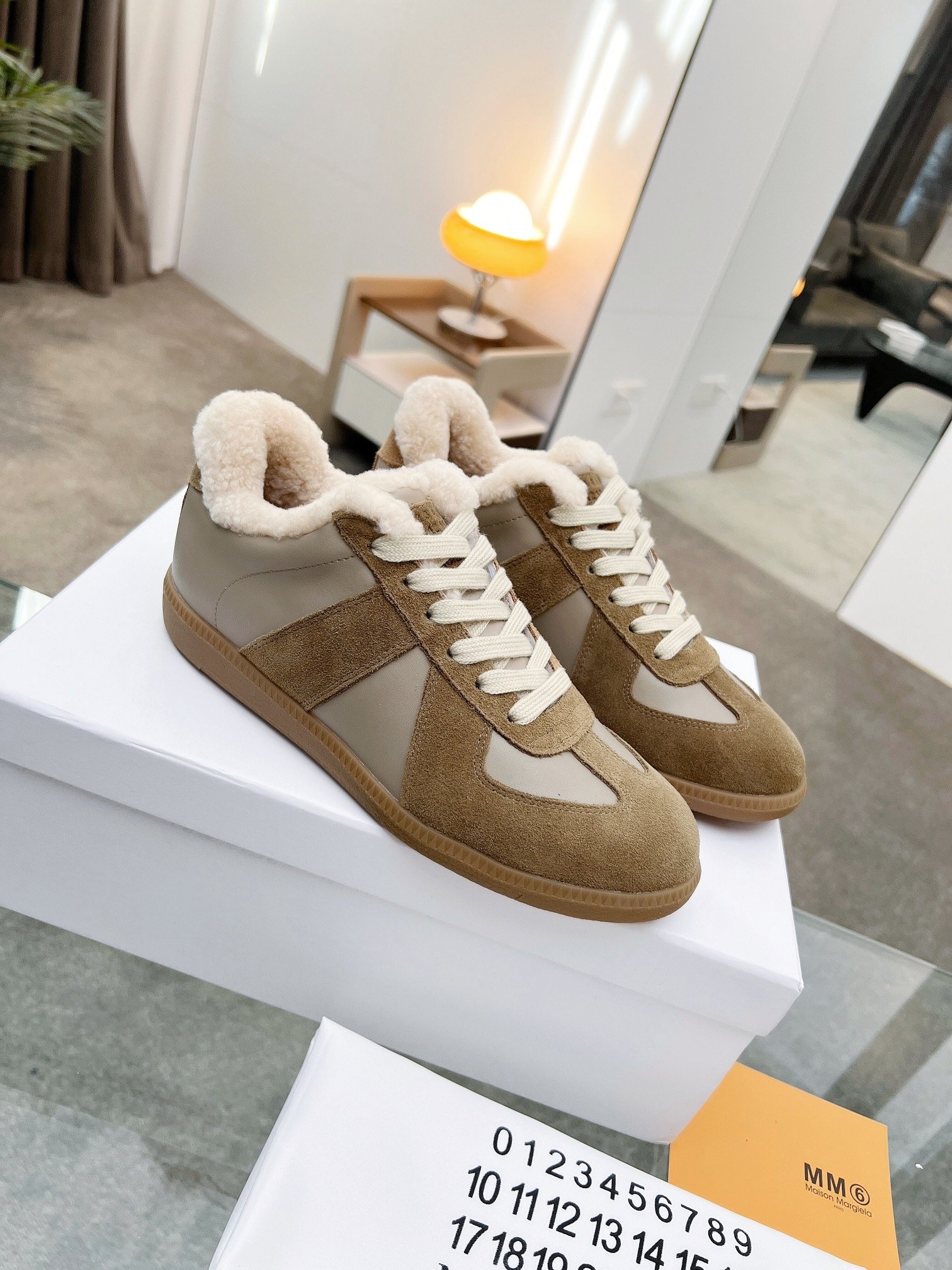 MM6 German Trainer Wool Lined Sneakers Beige