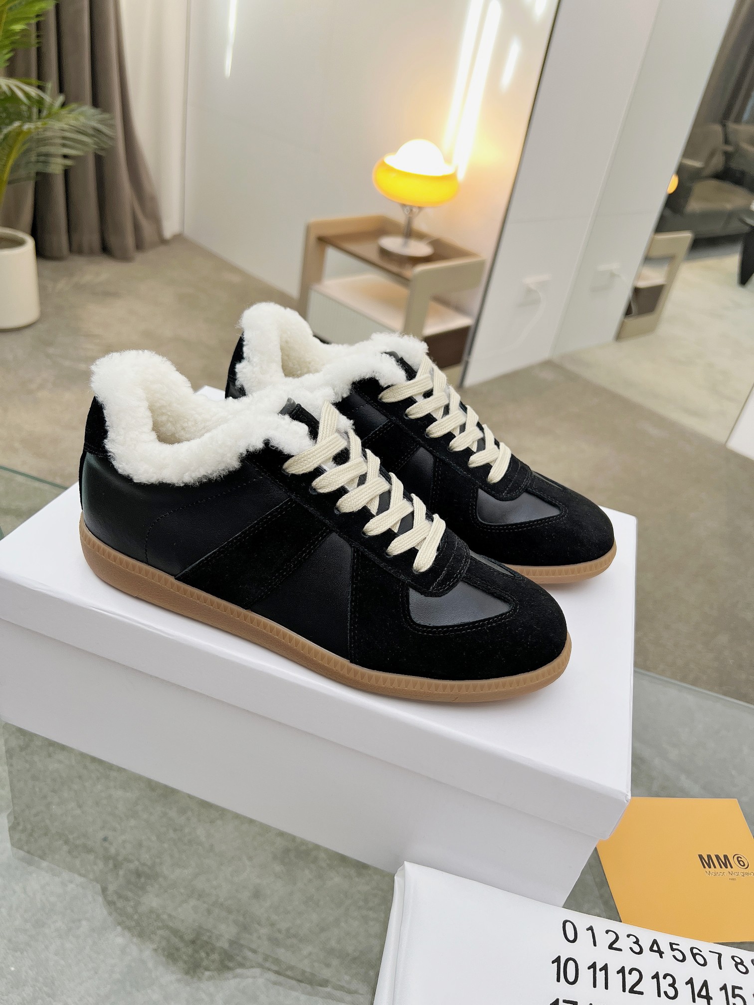 MM6 Shearling GAT Trainers Black