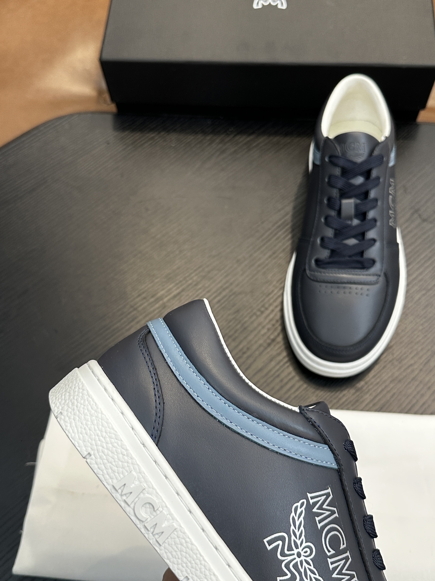 MCM Skystream Cubic Monogram Sneakers Navy