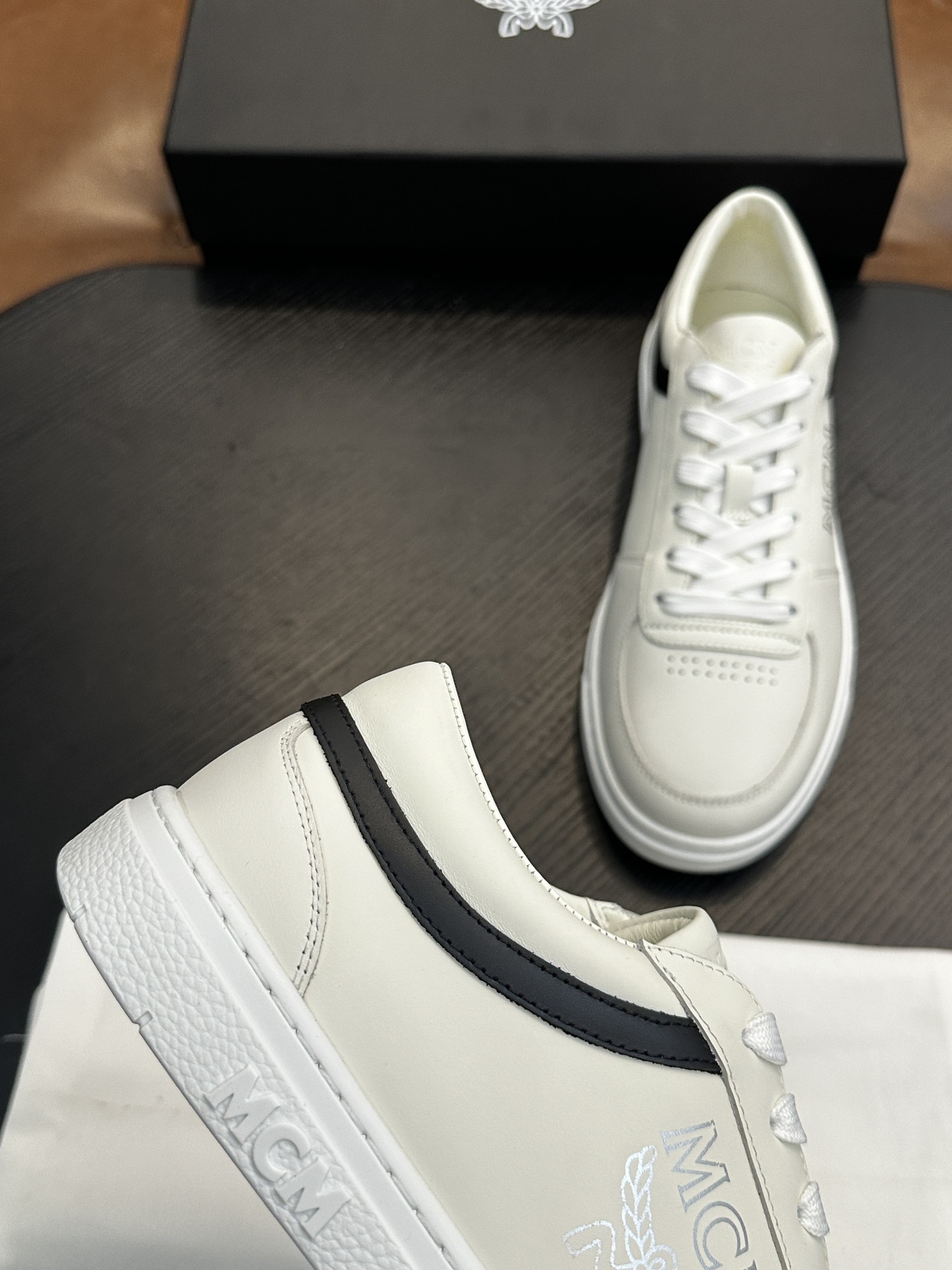 MCM Skystream Cubic Monogram Sneakers White/Black