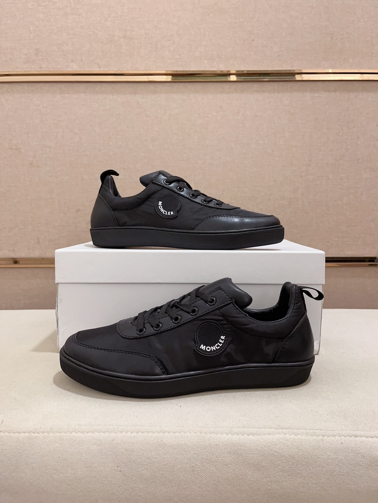Moncler Lunarove Lace-Up Sneakers Black