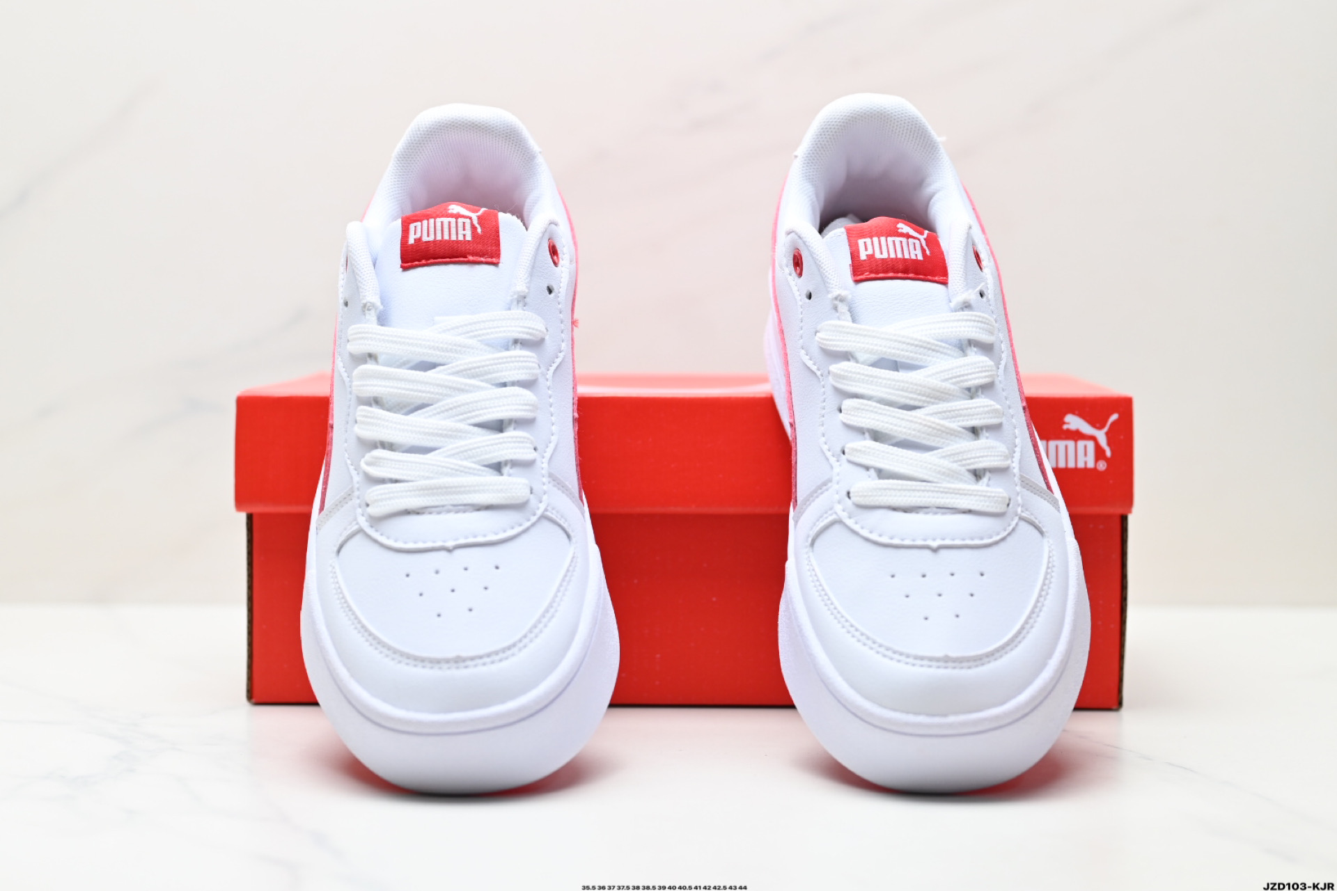 Puma Skye Leather Platform Sneakers White/Red