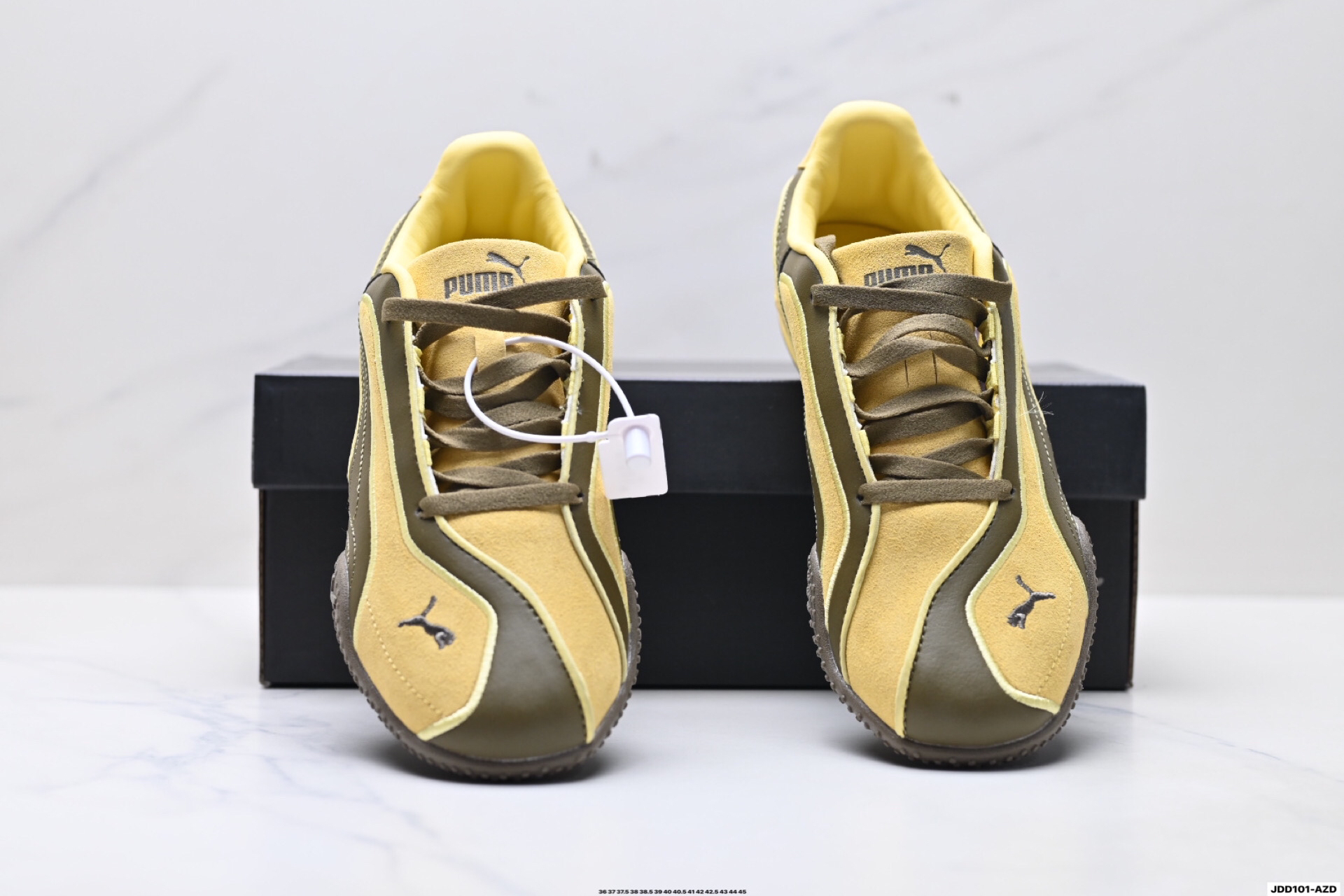 PUMA Bella V2 Leather Low-Top Trainer Yellow/Olive