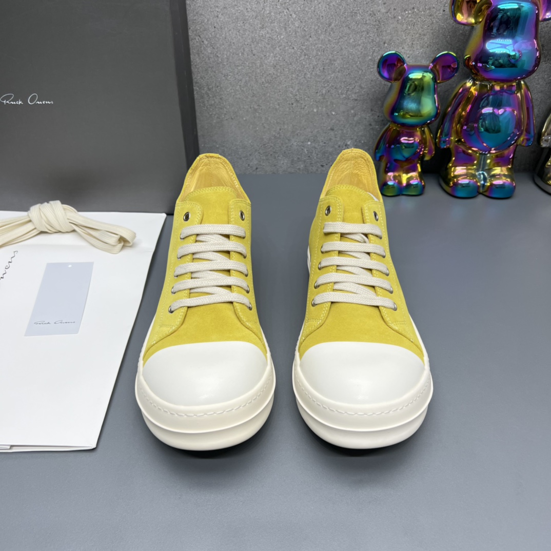 Rick Owens Suede Low-Top Sneakers Yellow