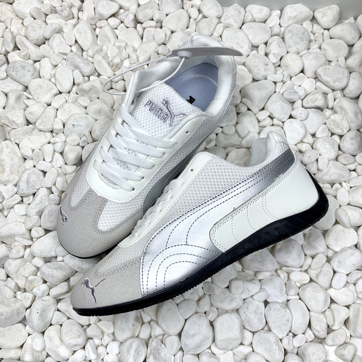 Puma Mesh Low-Top Sneakers White Grey