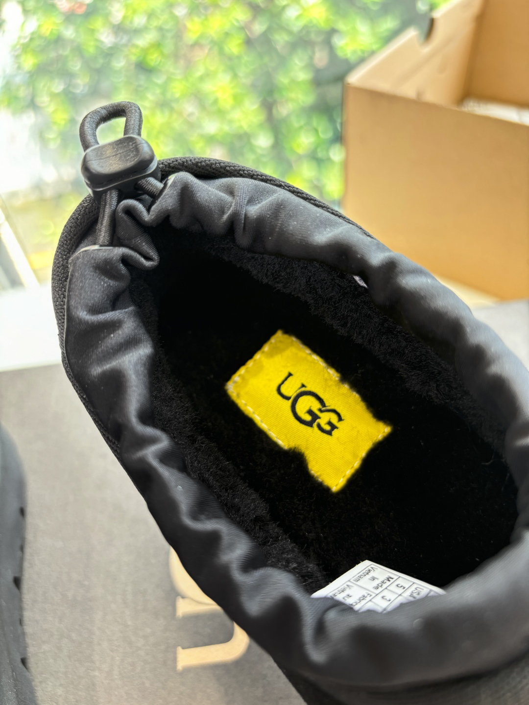 UGG Platform Suede Wool Slippers Black