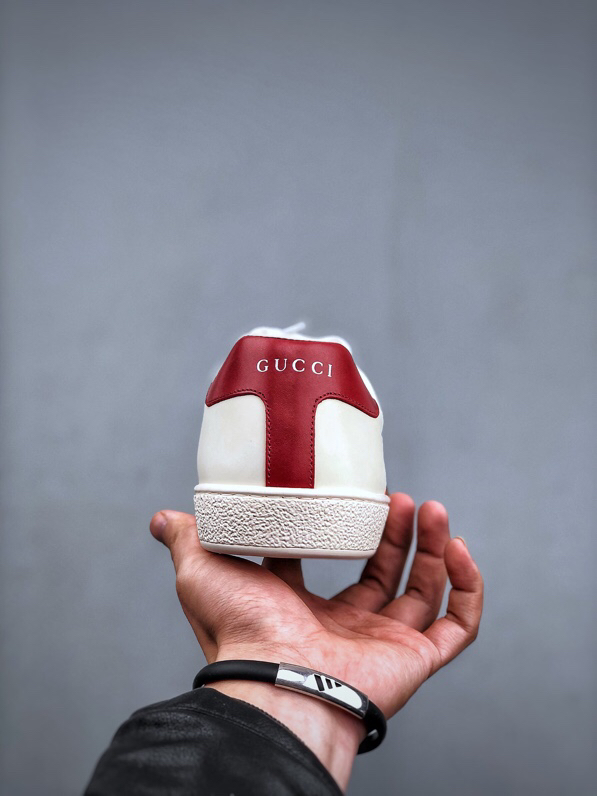 Gucci Ace Stripe Leather Sneakers Beige