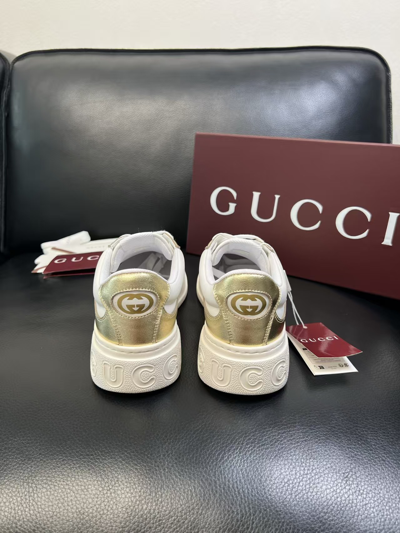 Gucci Web Stripe Platform Sneakers Gold