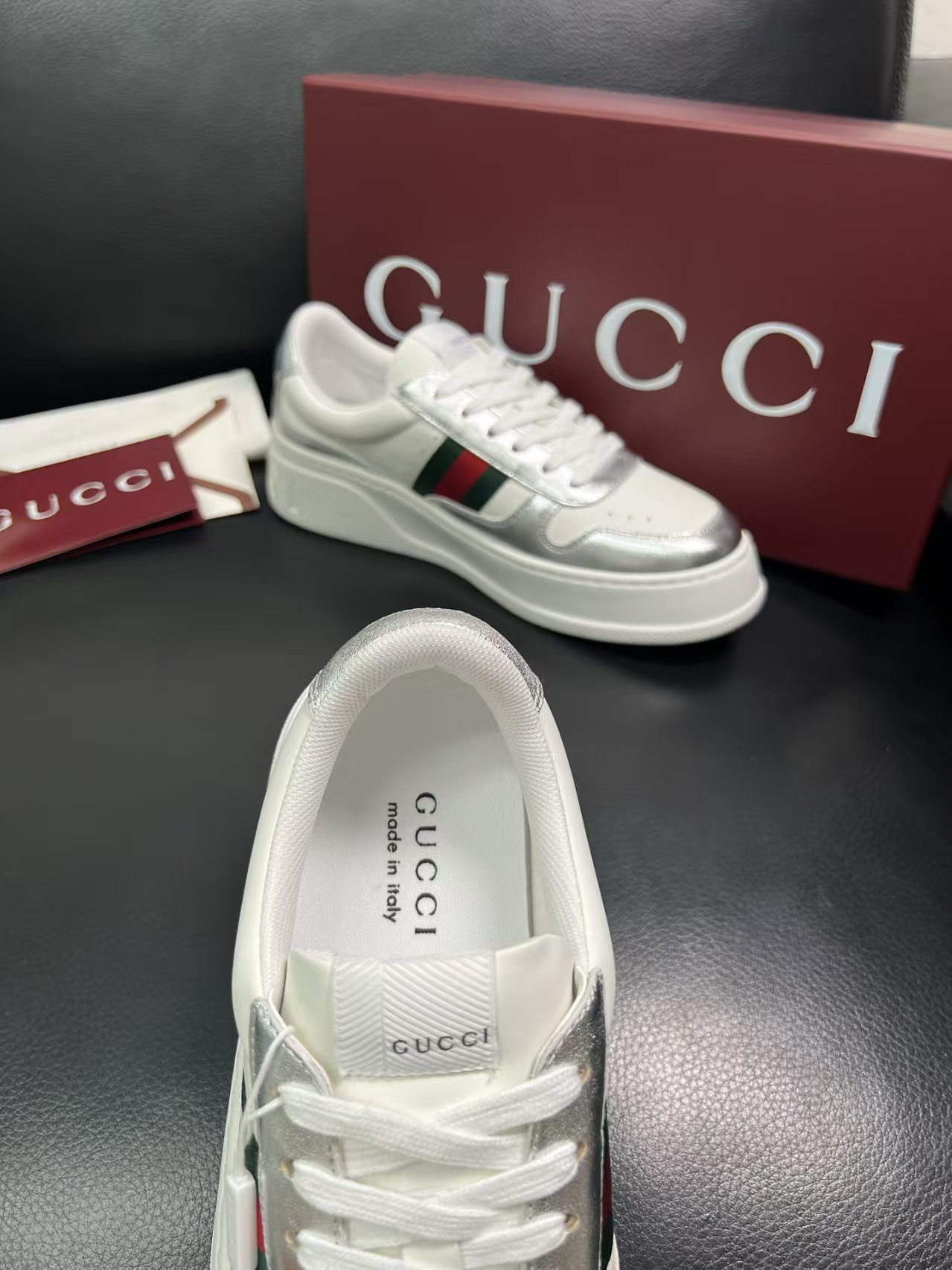 Gucci Platform Sneaker White Silver