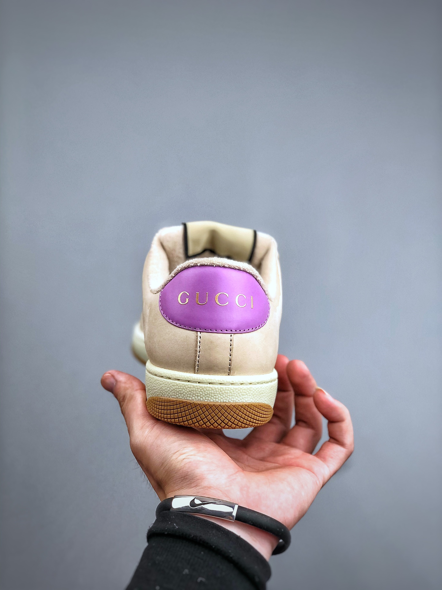 Gucci Distressed Screener Sneaker Beige