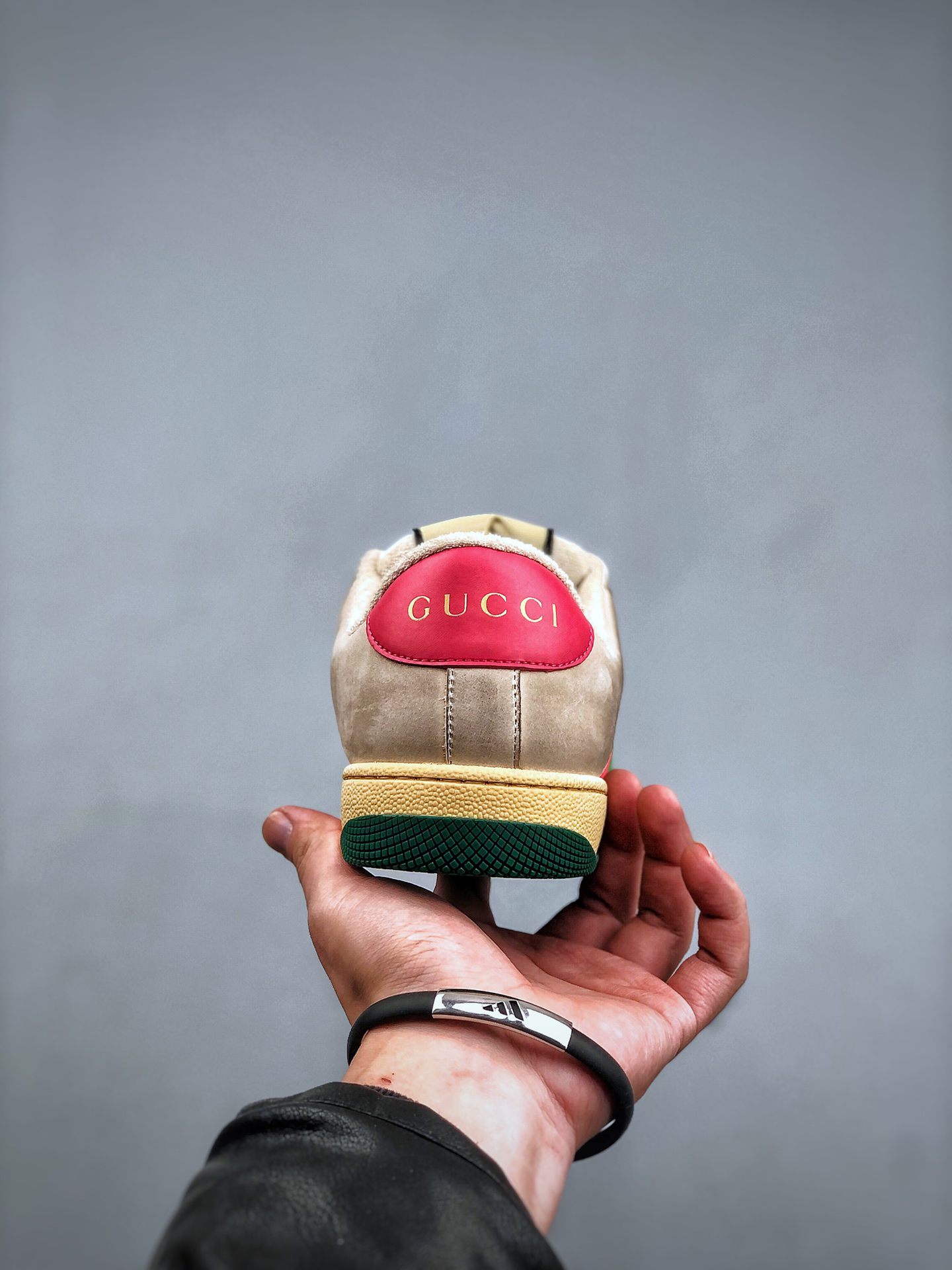 Gucci Distressed Screener Sneakers Beige
