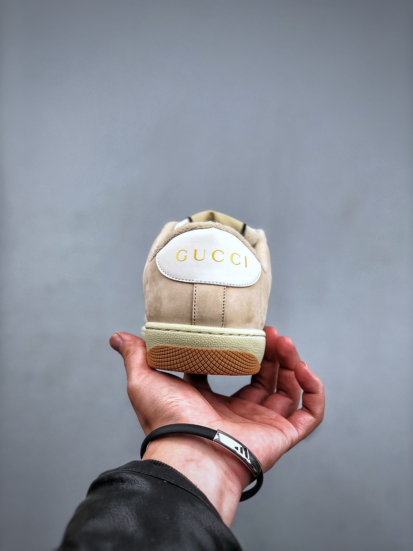 Gucci Distressed Screener Sneakers Beige