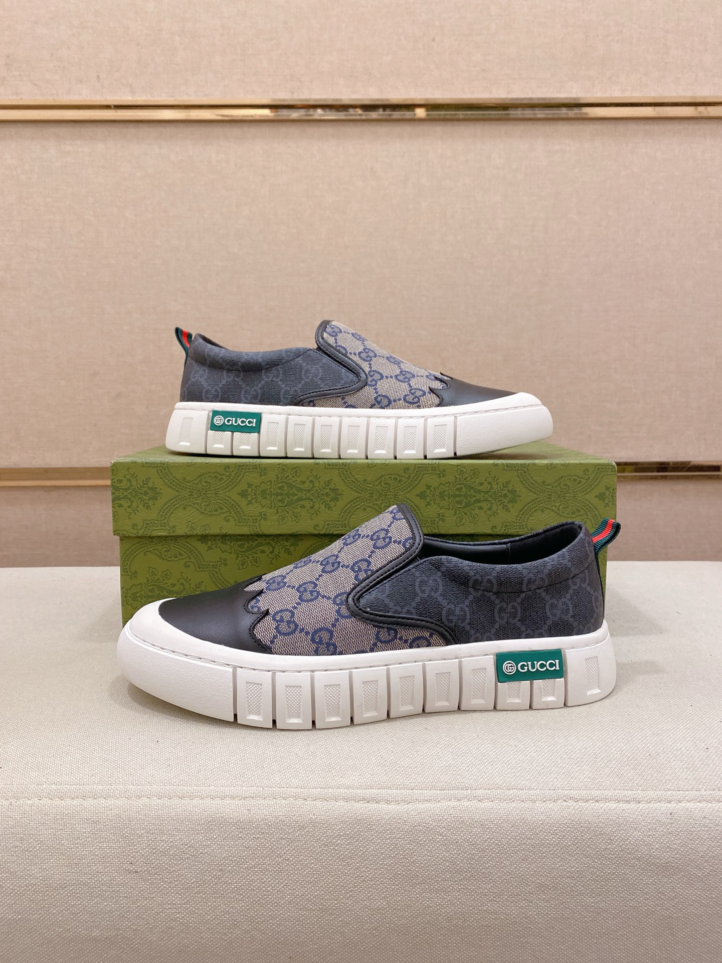 Gucci GG Canvas Slip-On Sneakers Grey