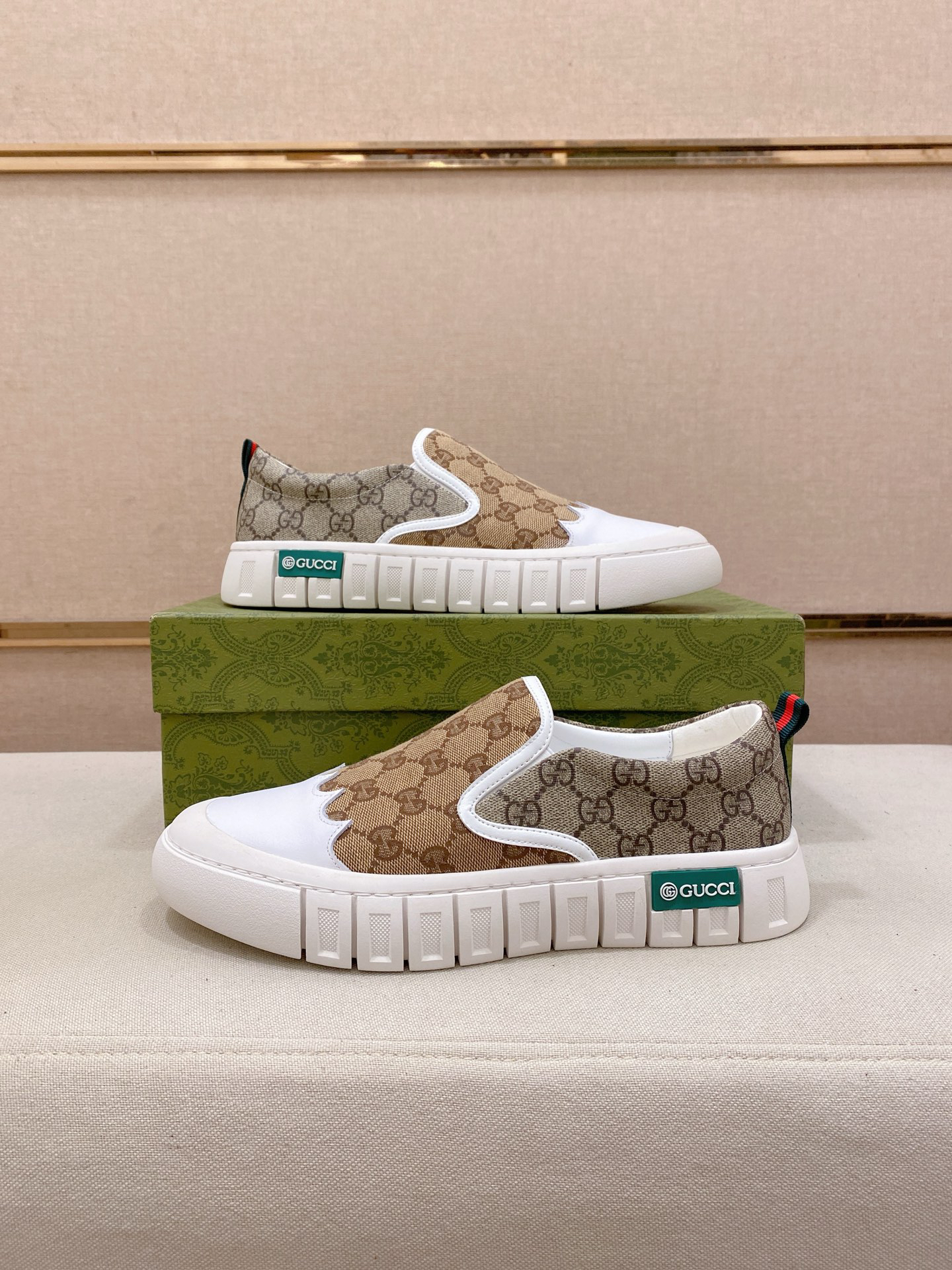 Gucci GG Slip-On Sneakers Khaki