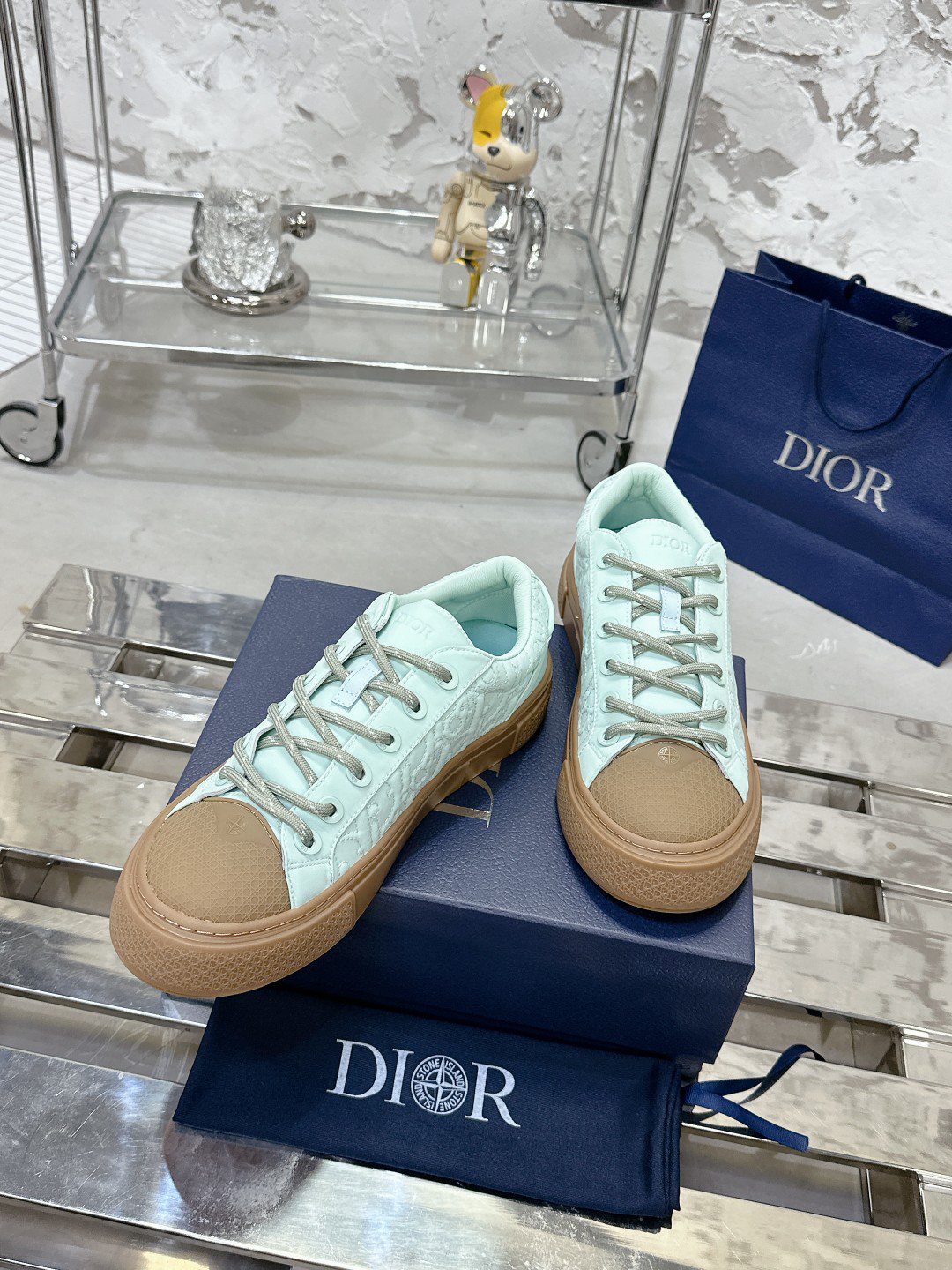 Dior x Stone Island B33 Low-Top Sneakers Mint Green