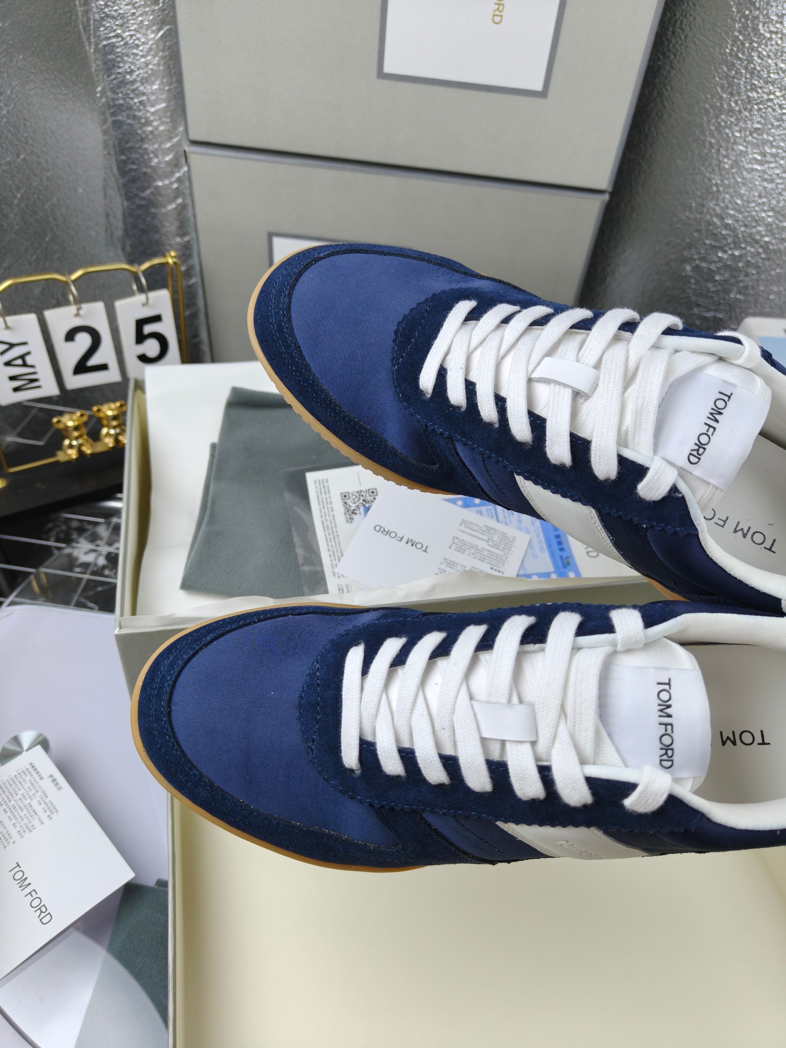 Tom Ford Retro Low-Top Sneakers Navy