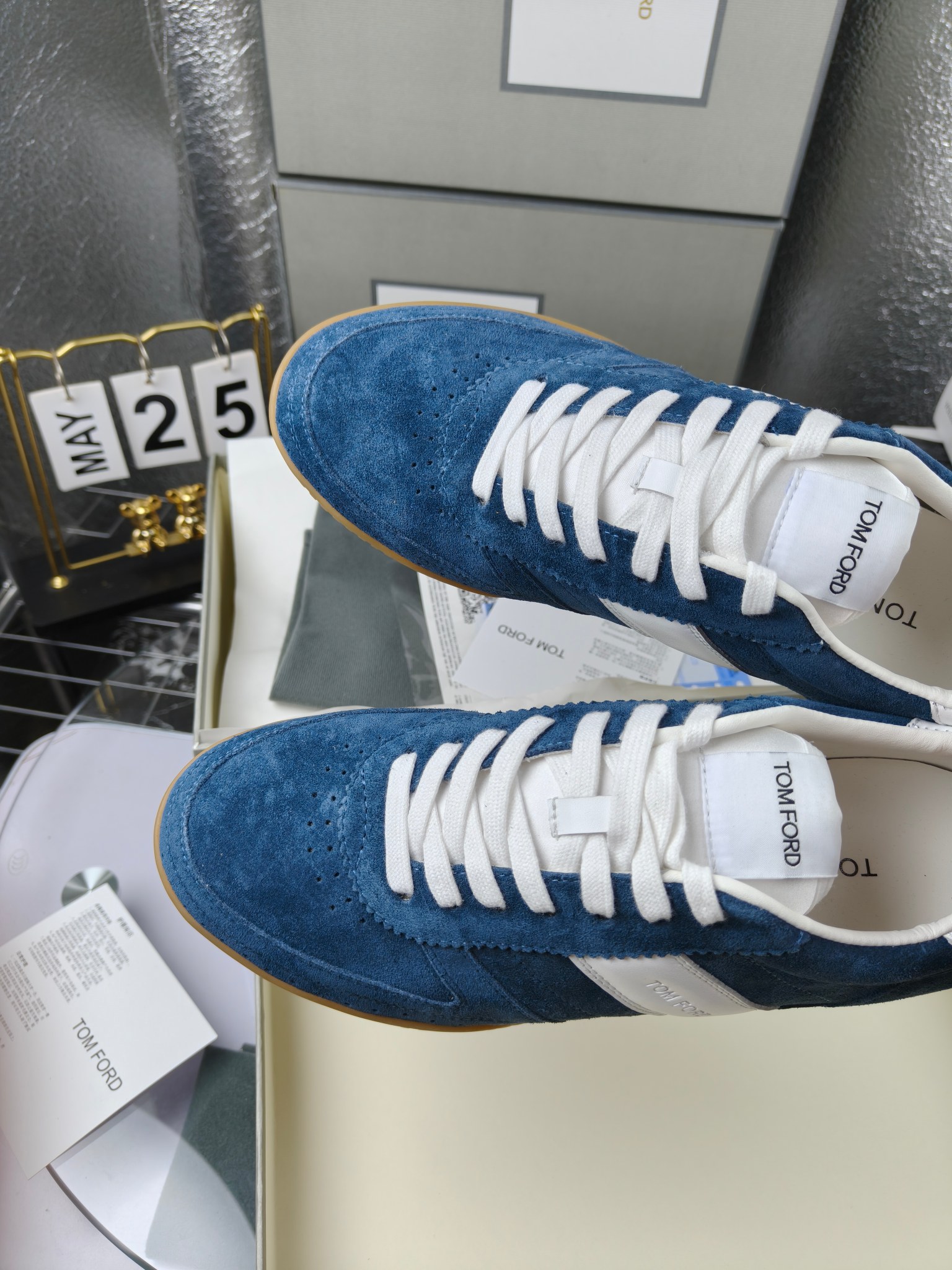 Tom Ford Suede Low-Top Sneakers Blue