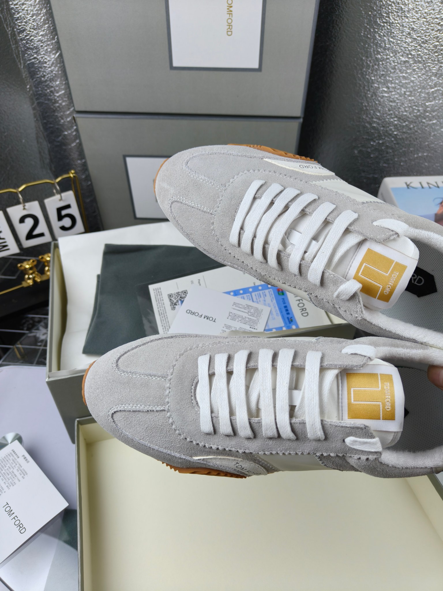 Tom Ford Retro Suede Sneakers Grey