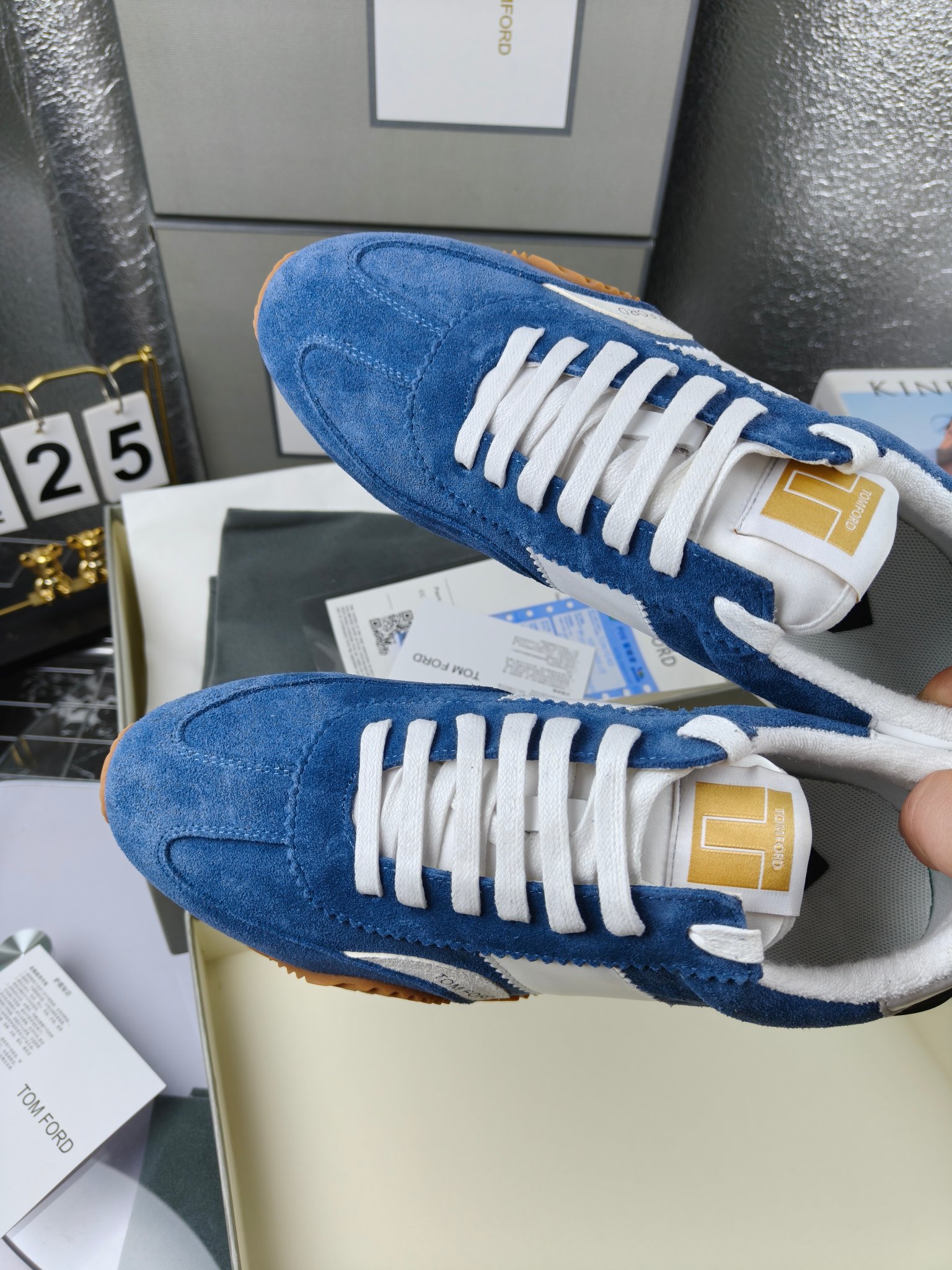 Tom Ford Retro Suede Runner Sneakers Blue