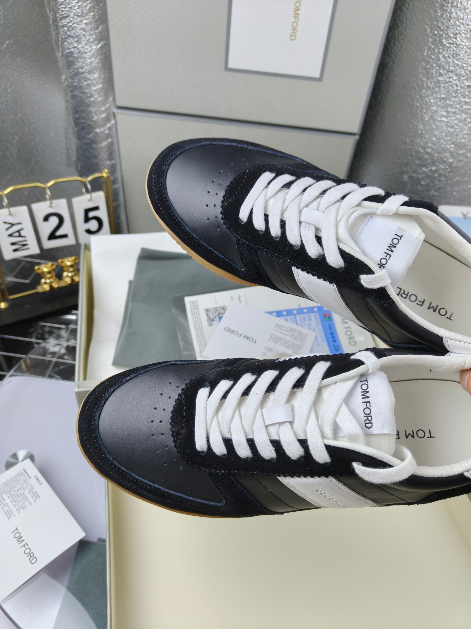 Tom Ford Couple Low-Top Sneakers Black/White