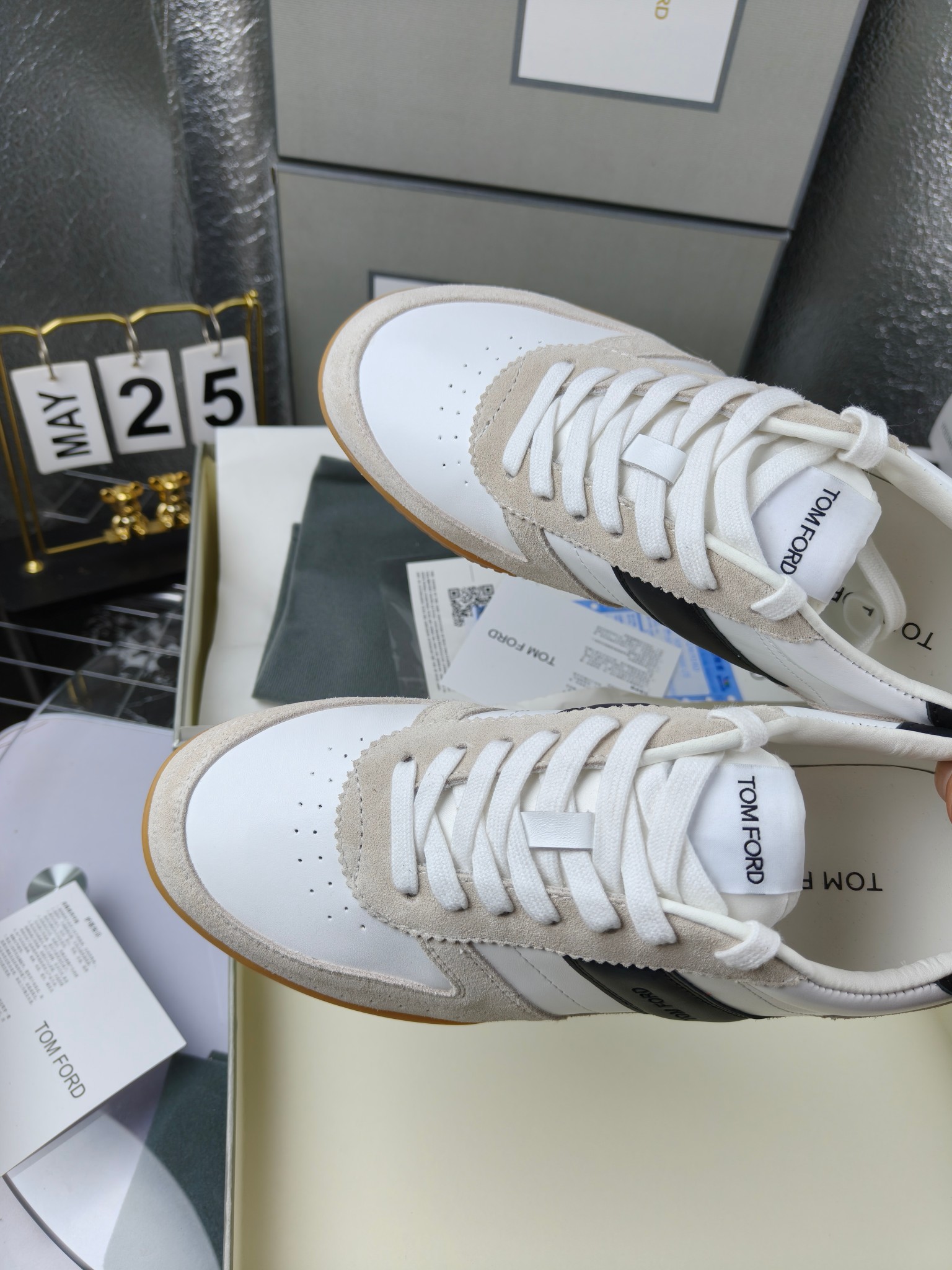 Tom Ford Leather Suede Sneakers Multi-color