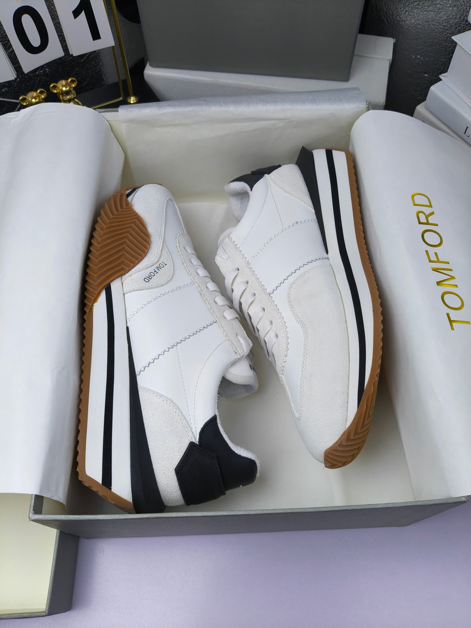 Tom Ford Retro Lift Sneakers White/Black