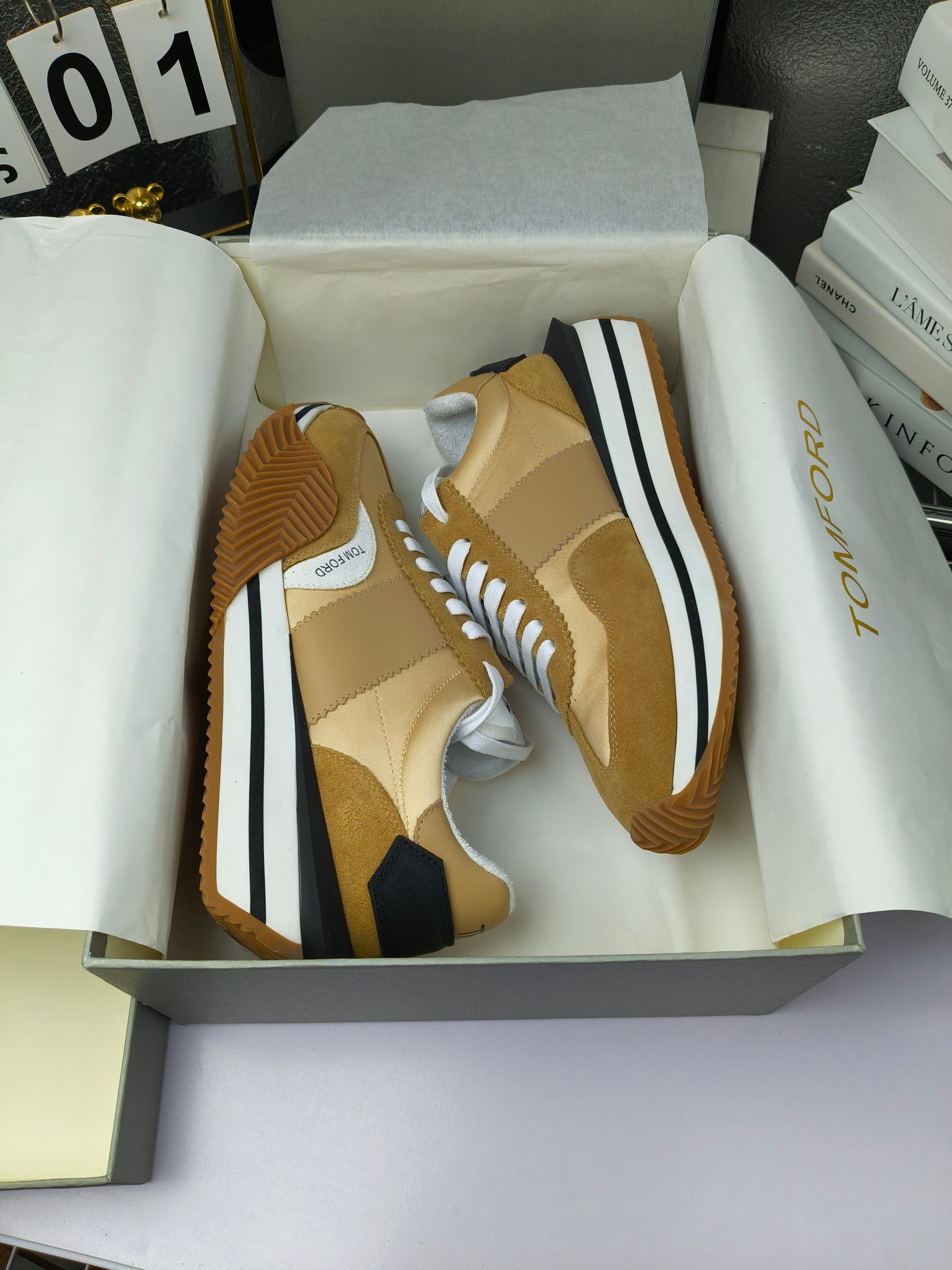 Tom Ford Retro Lift Sneakers Beige