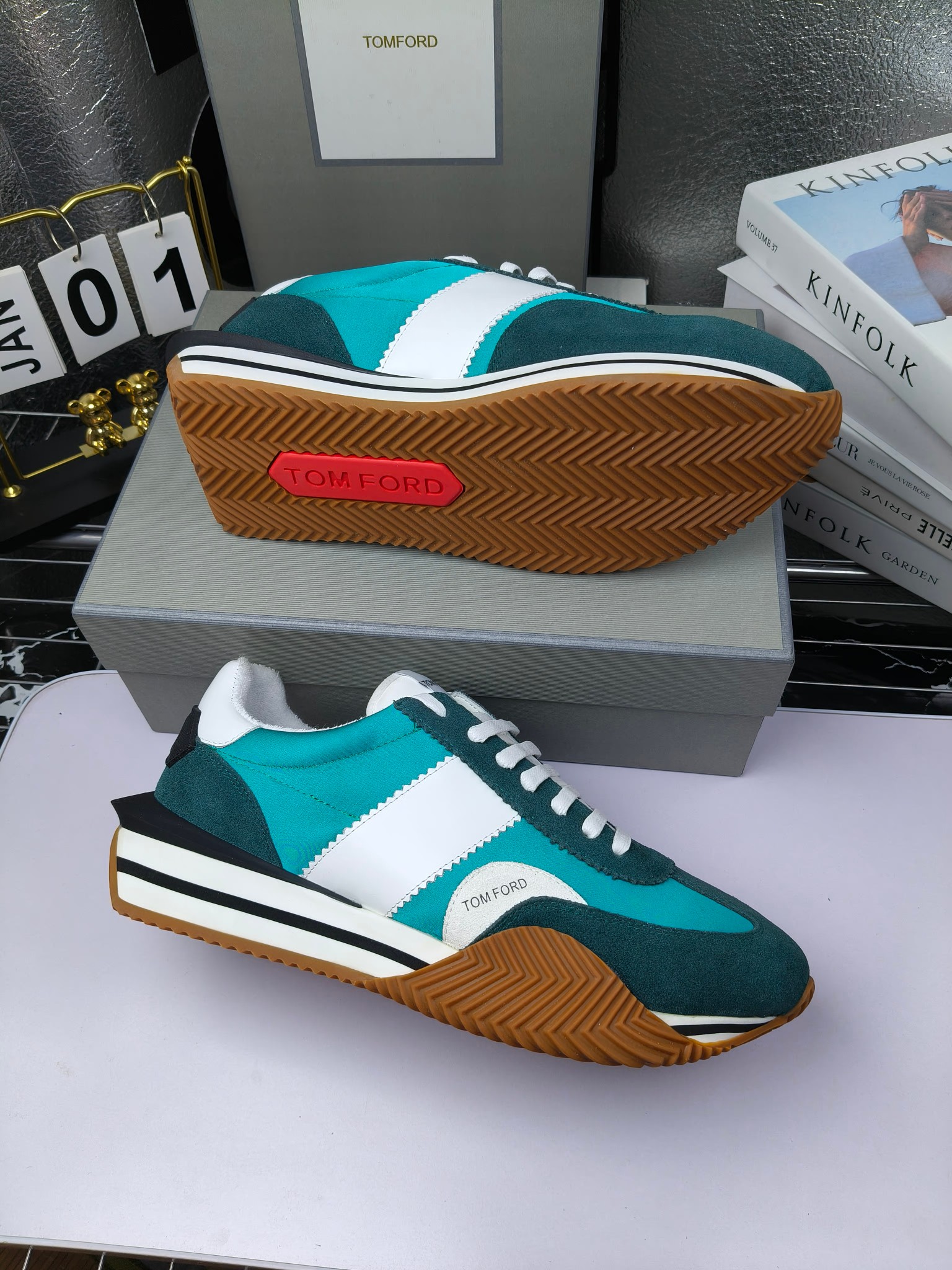 Tom Ford Retro Runner Sneakers Teal