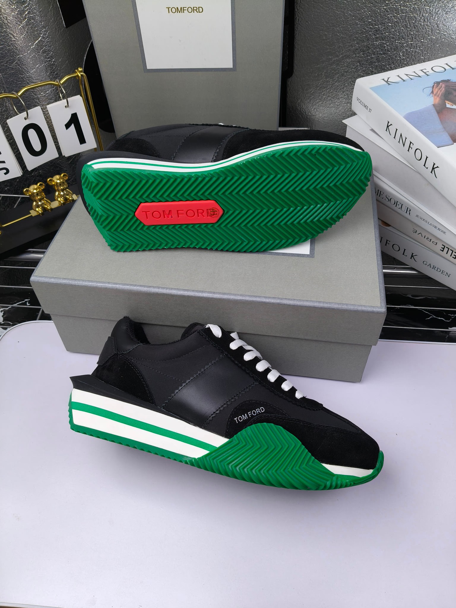 Tom Ford Retro Lift Sneakers Black/Green